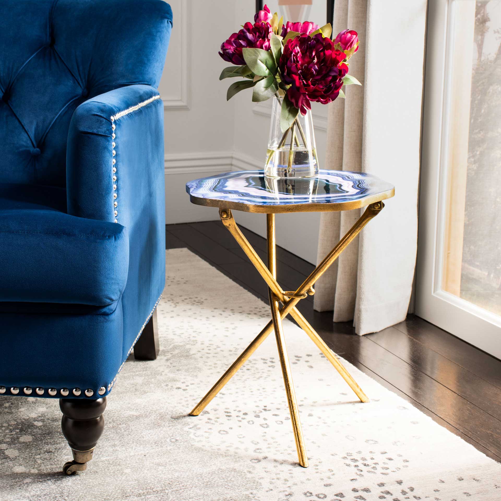 Cecilia Faux Agate Side Table Multi Blue/Purple/Gold - Image 7
