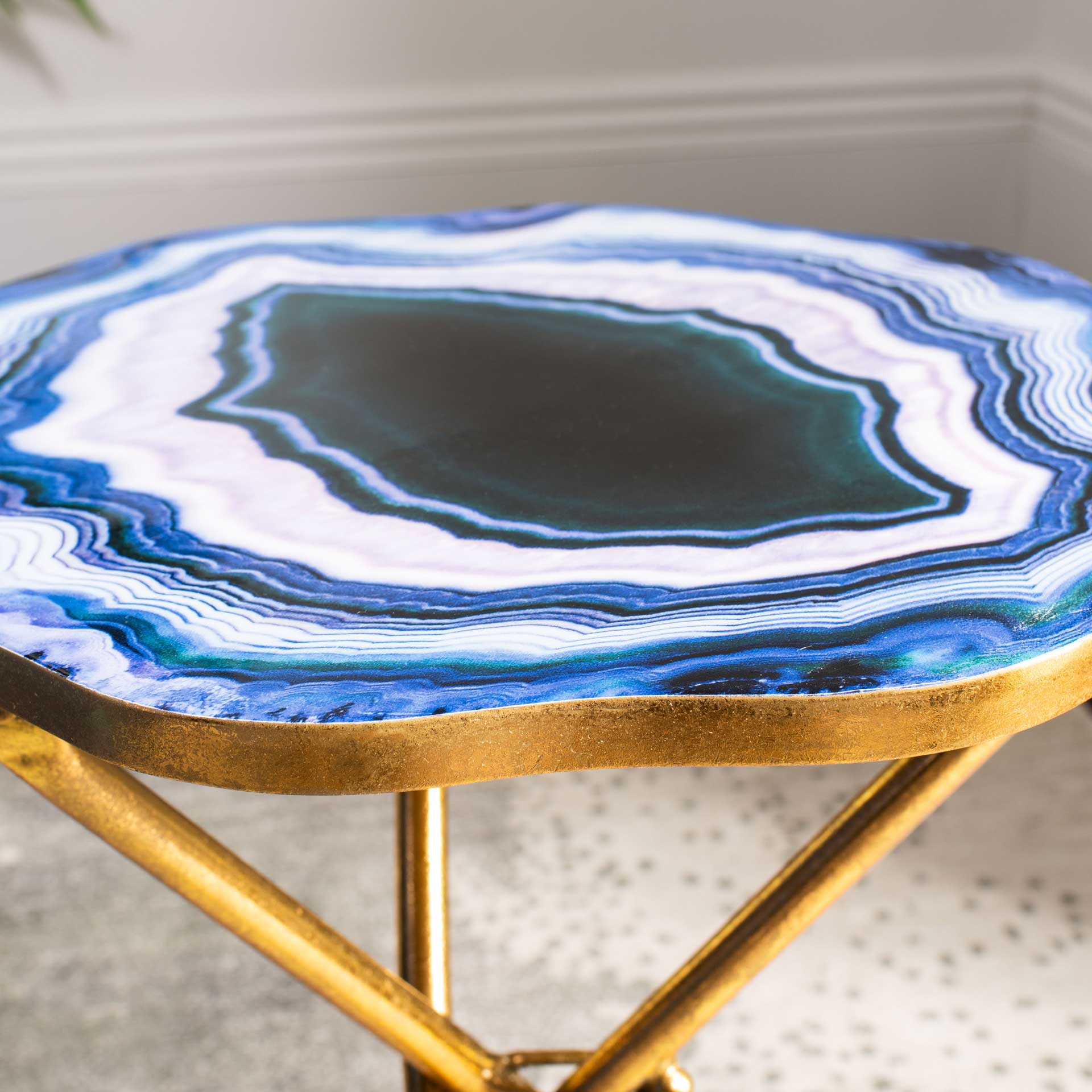 Cecilia Faux Agate Side Table Multi Blue/Purple/Gold - Image 8