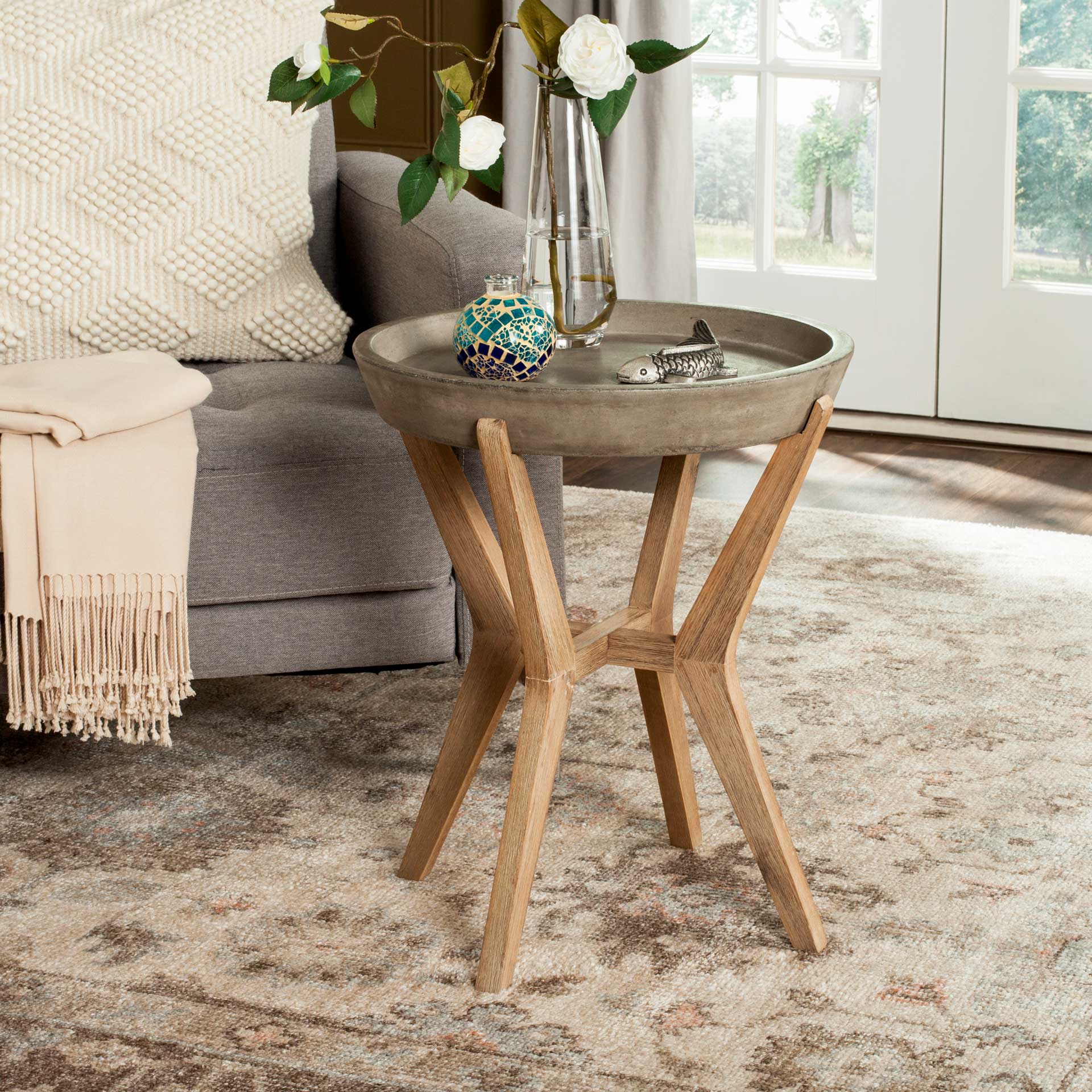 Cecilia Modern Concrete Round End Table Dark Gray - Image 4