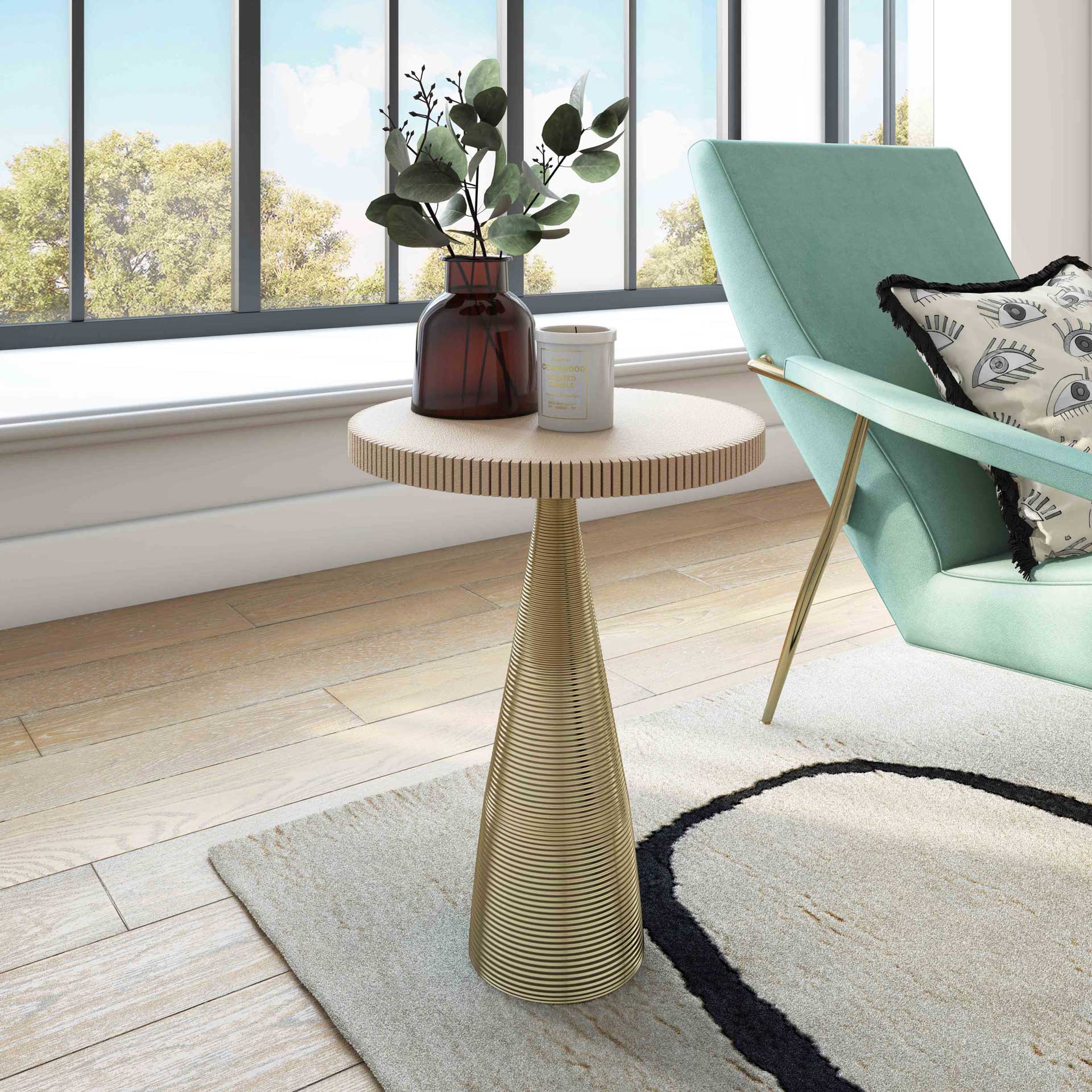 Celine Ribbed Side Table Gold - Image 8