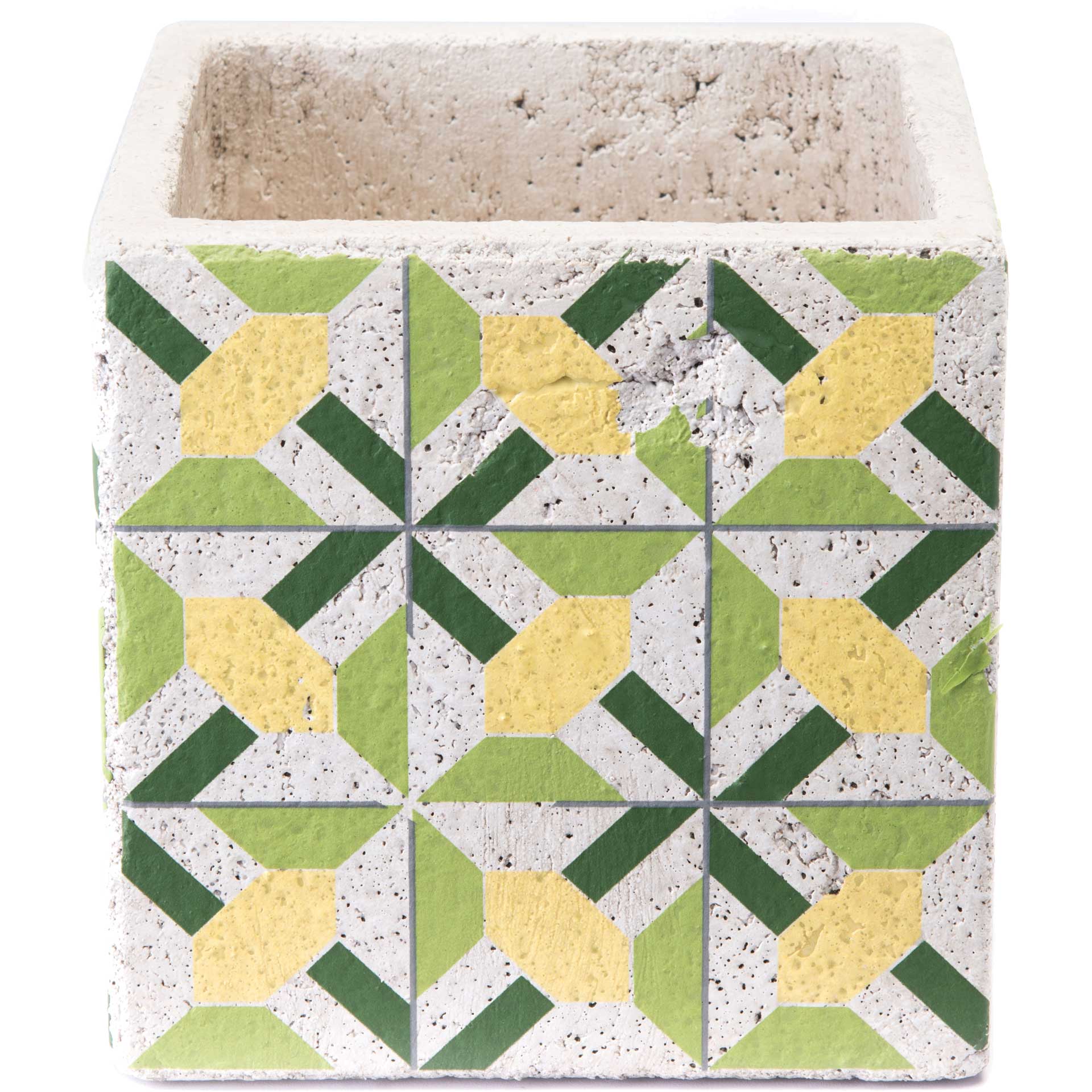Cement Flower Planter Green/Yellow - Image 2