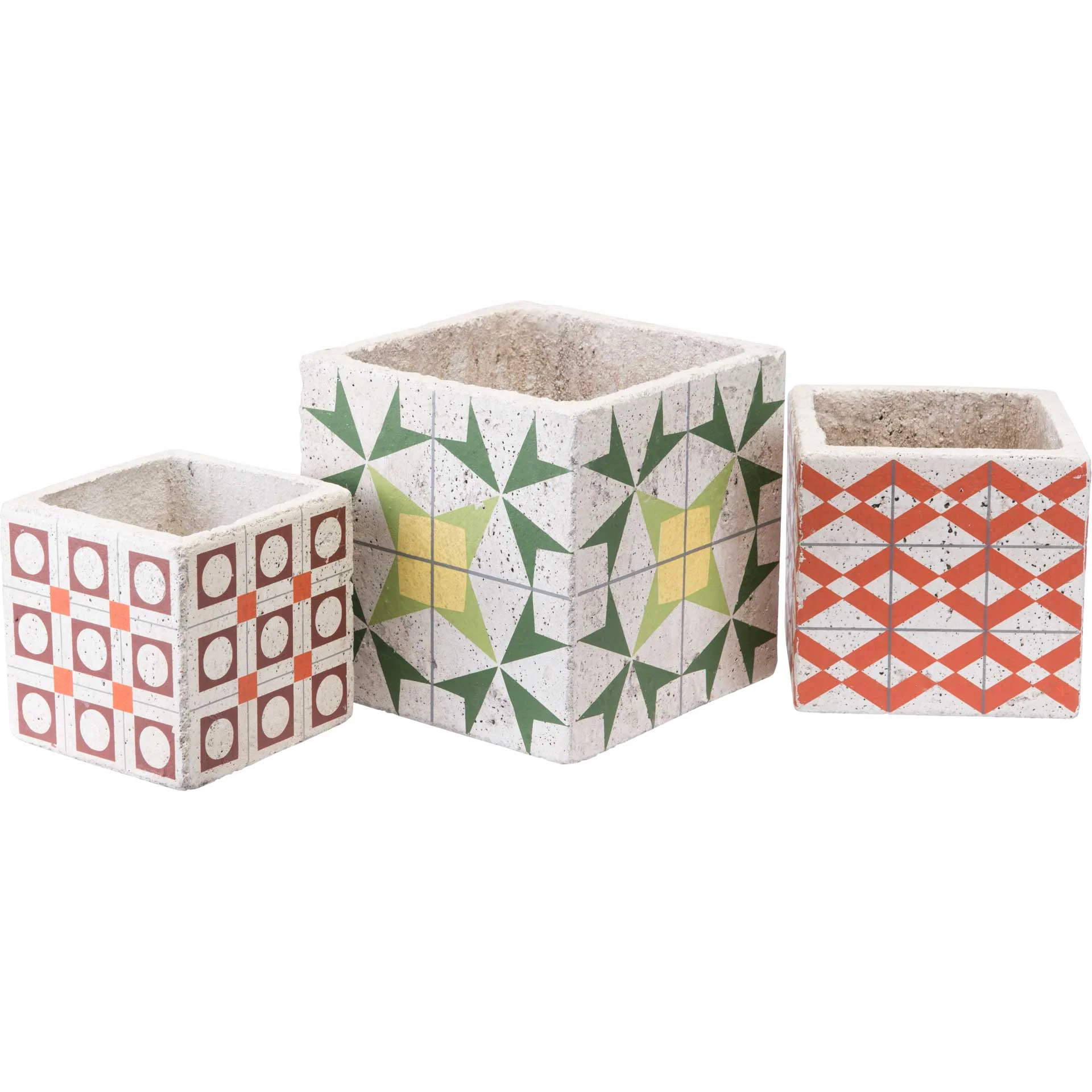 Cement Squares Planter Red/Orange - Image 4