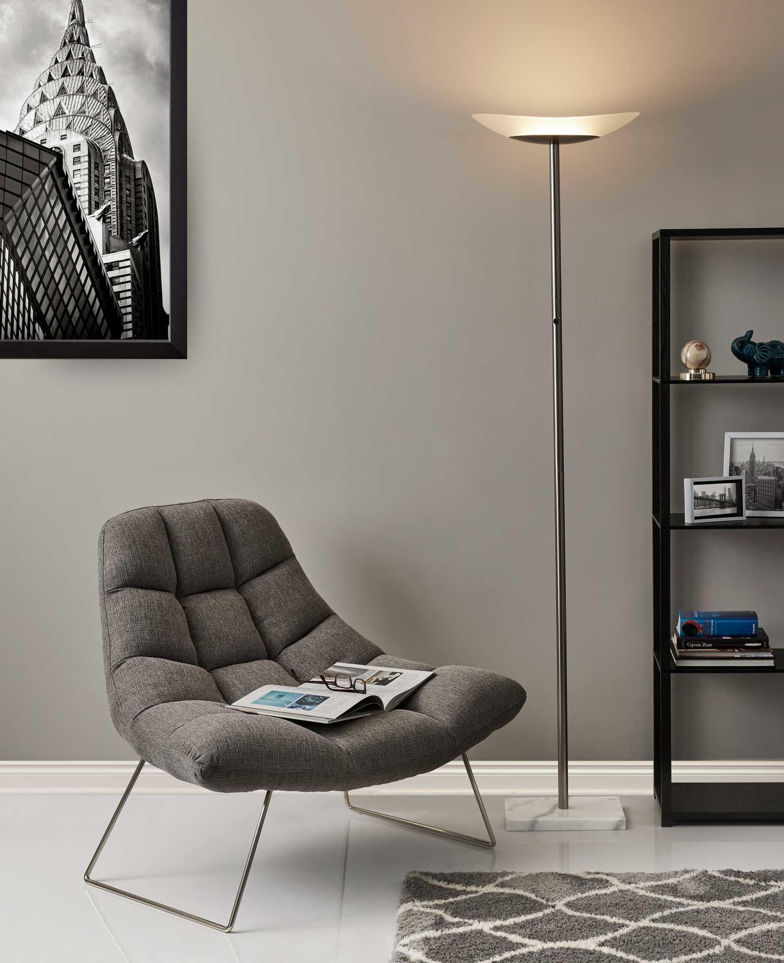 Cenon LED Torchiere Brushed Steel - Image 3