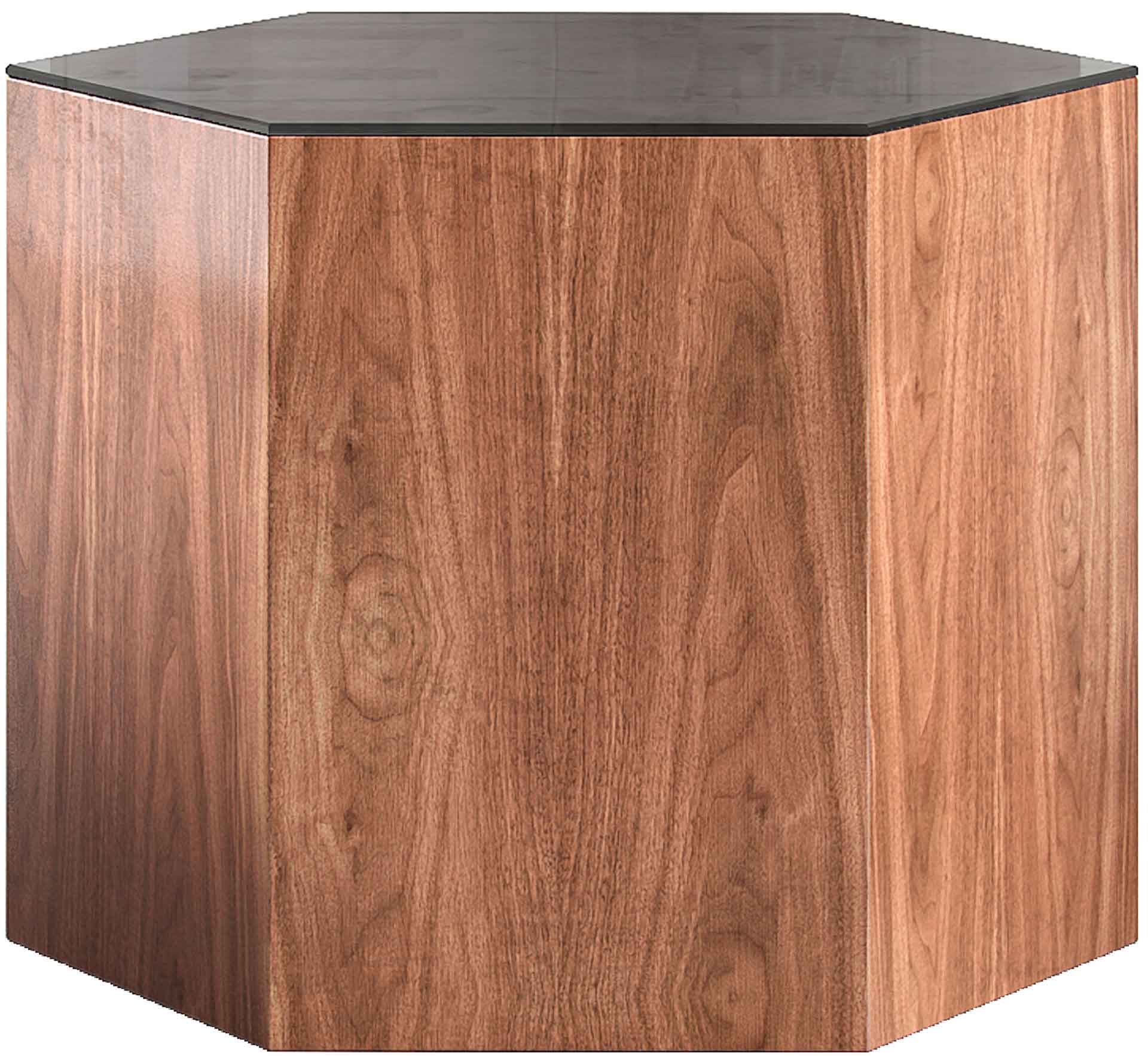 Centre Occasional Table Black Glass/Walnut - Image 3