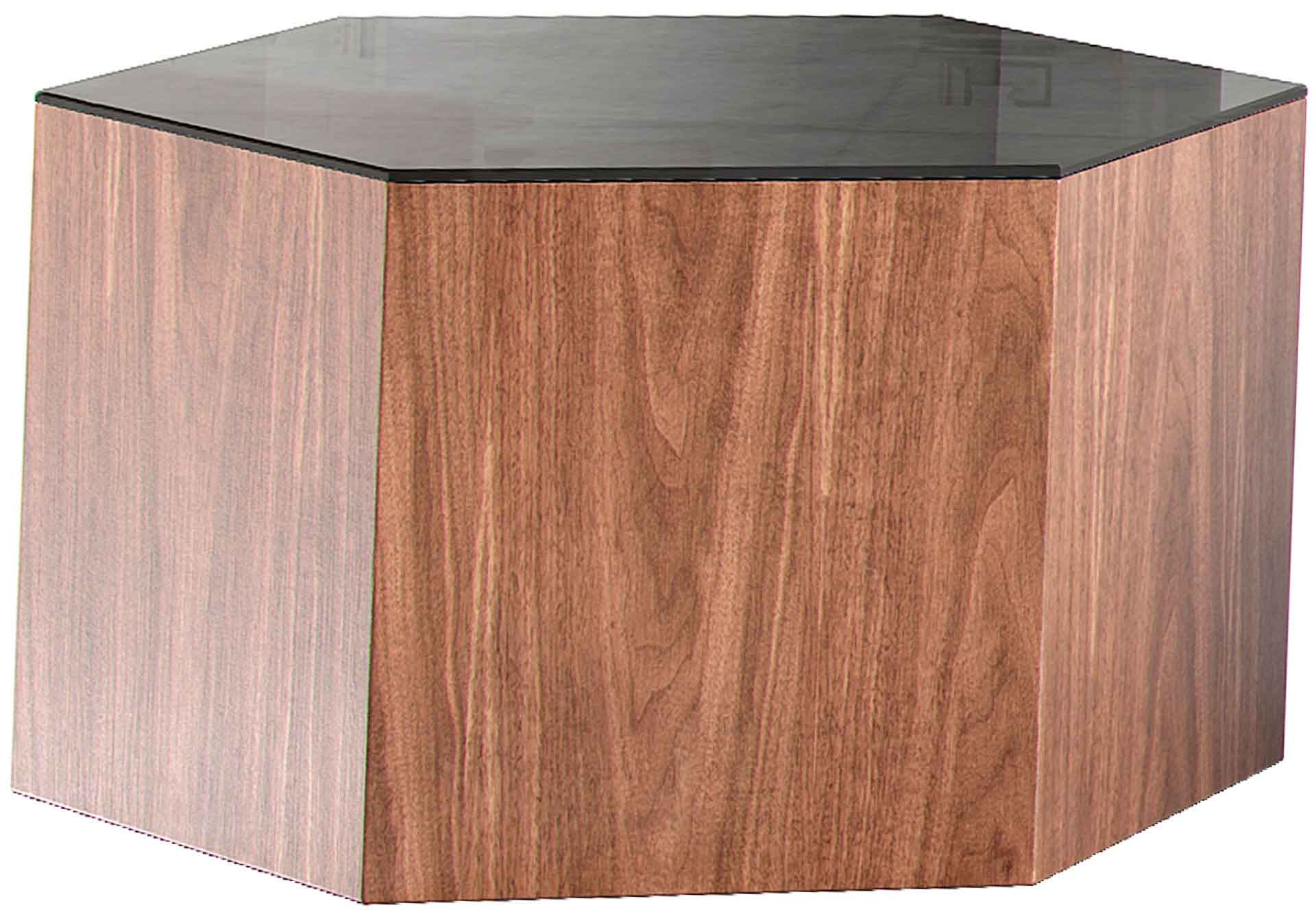 Centre Occasional Table Black Glass/Walnut - Image 4