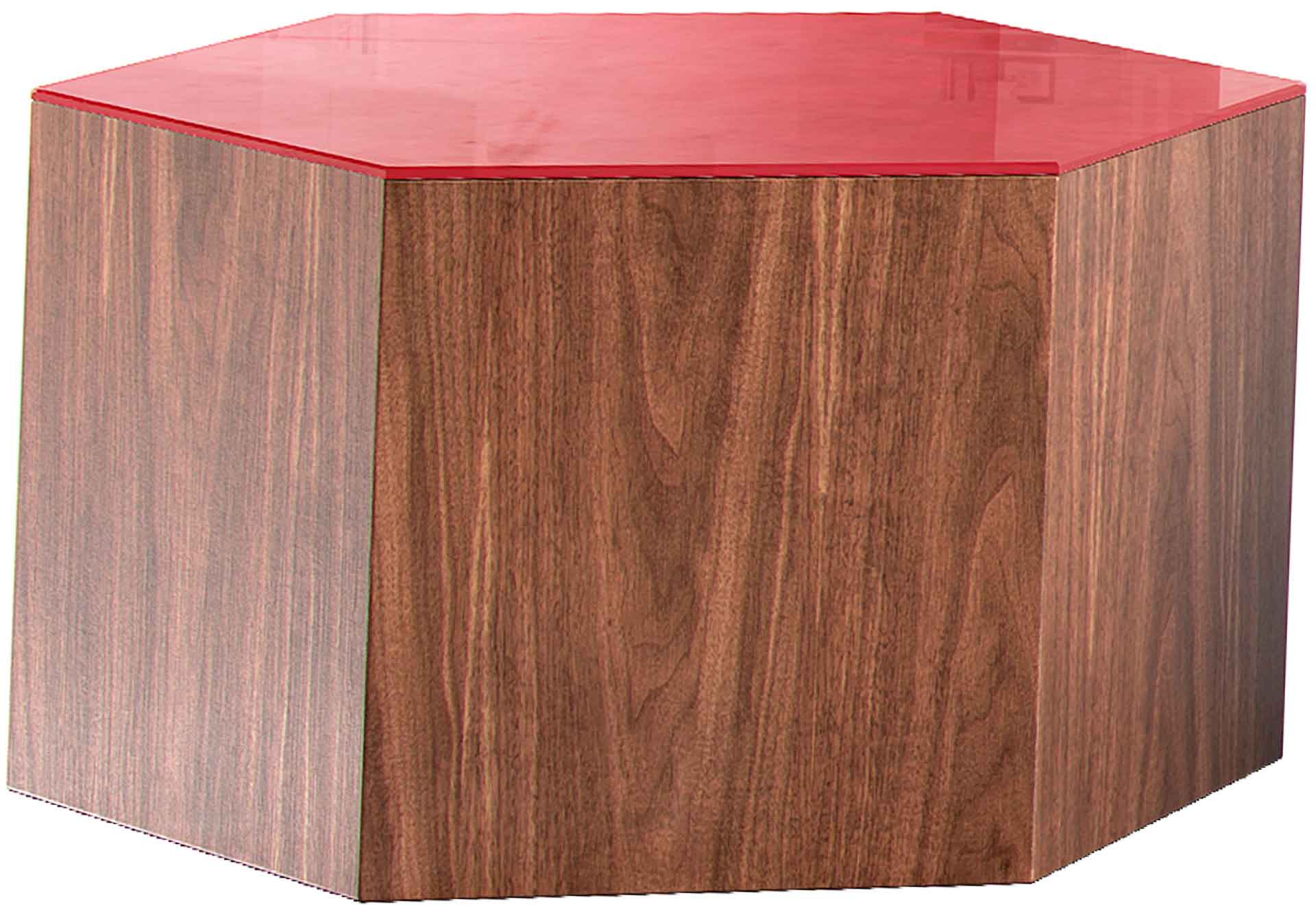 Centre Occasional Table Chili Pepper Glass/Walnut - Image 4