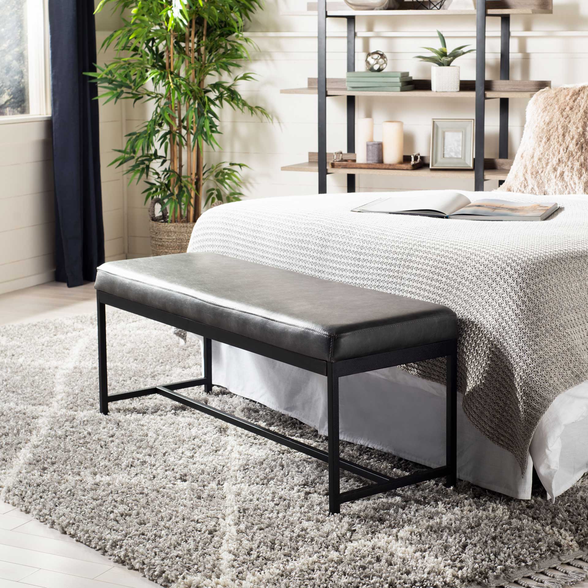 Chamonix Faux Leather Bench Gray - Image 6