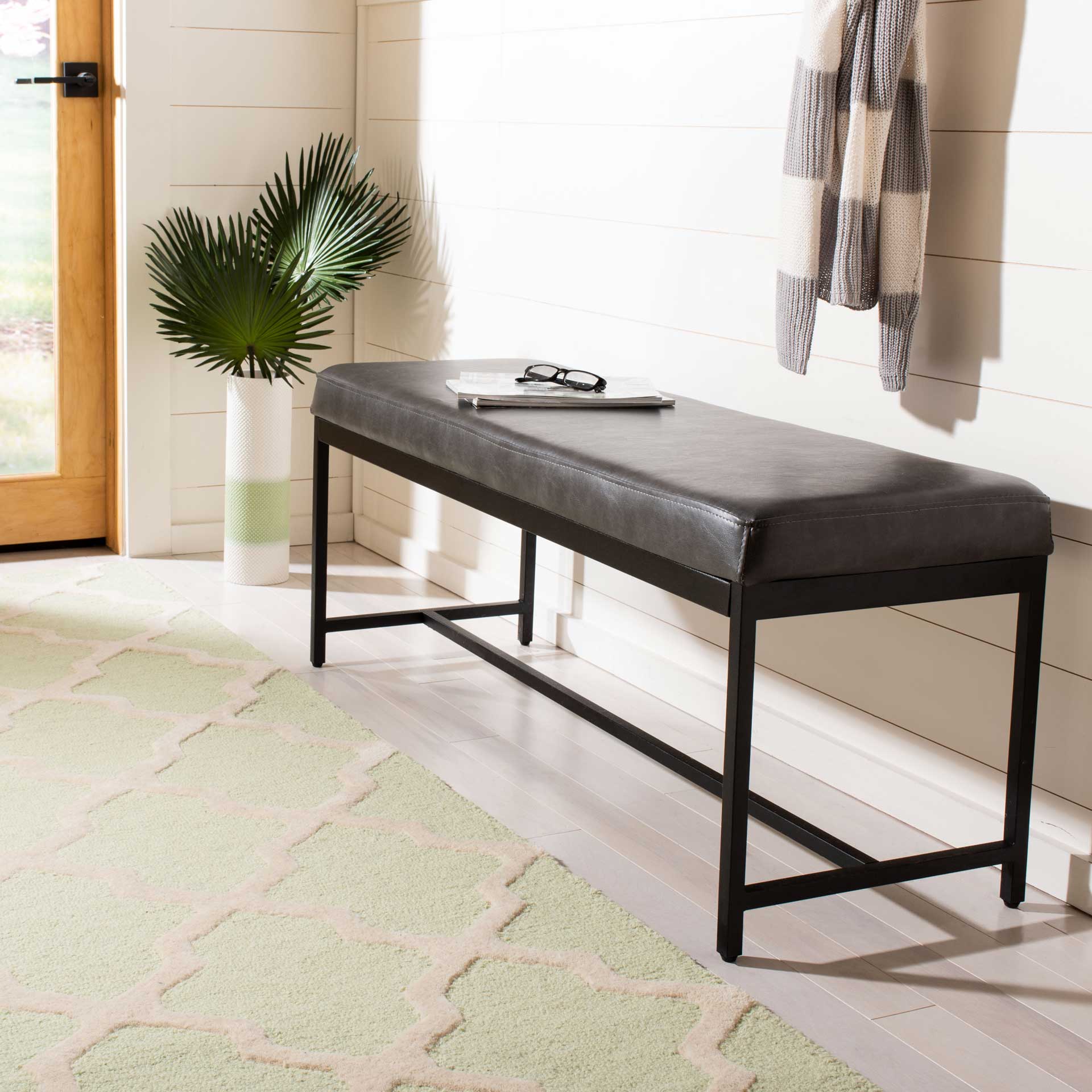 Chamonix Faux Leather Bench Gray - Image 7