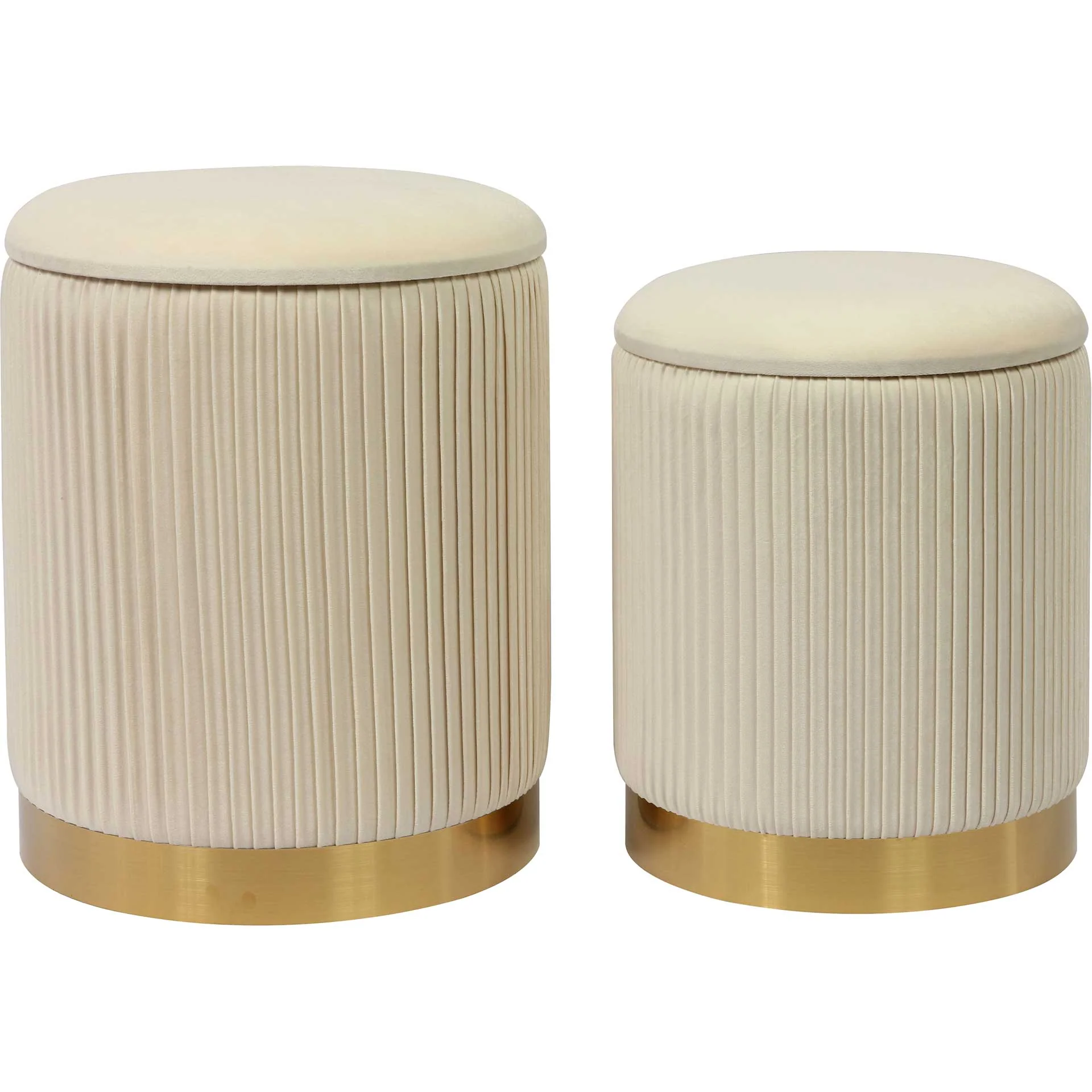 Chamonix Velvet Storage Ottomans Cream - Image 2