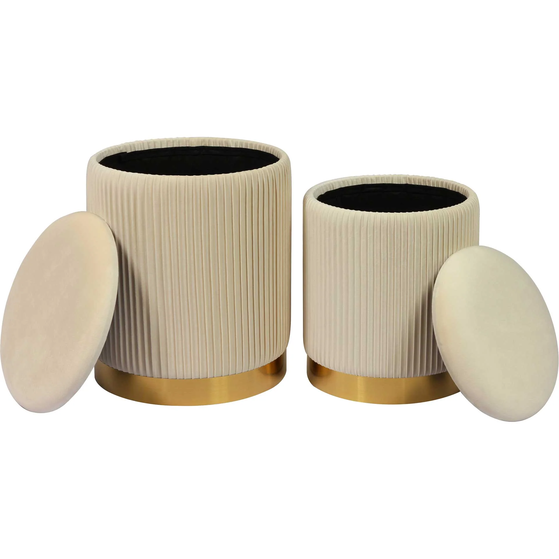 Chamonix Velvet Storage Ottomans Cream - Image 3