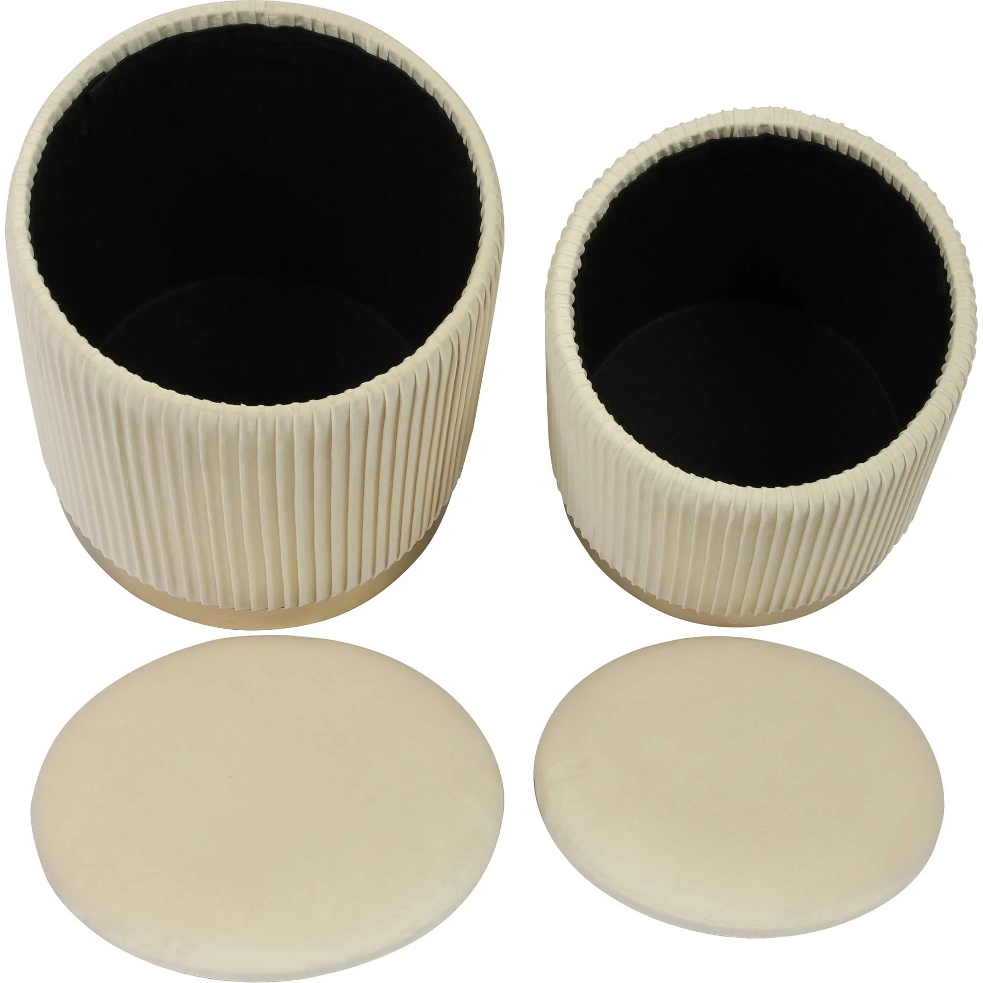 Chamonix Velvet Storage Ottomans Cream - Image 4