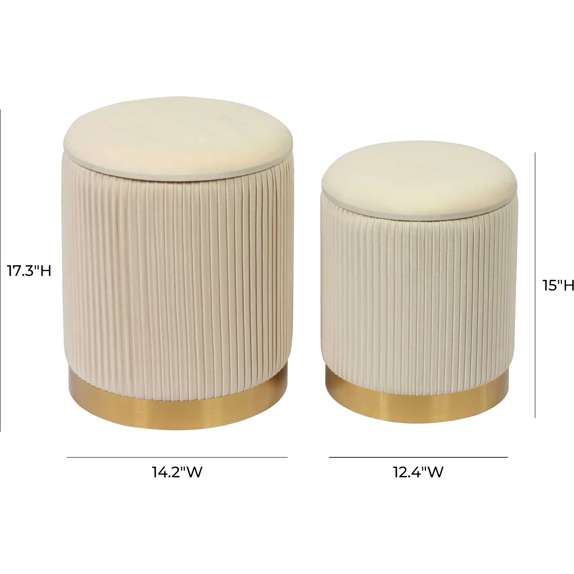 Chamonix Velvet Storage Ottomans Cream - Image 6