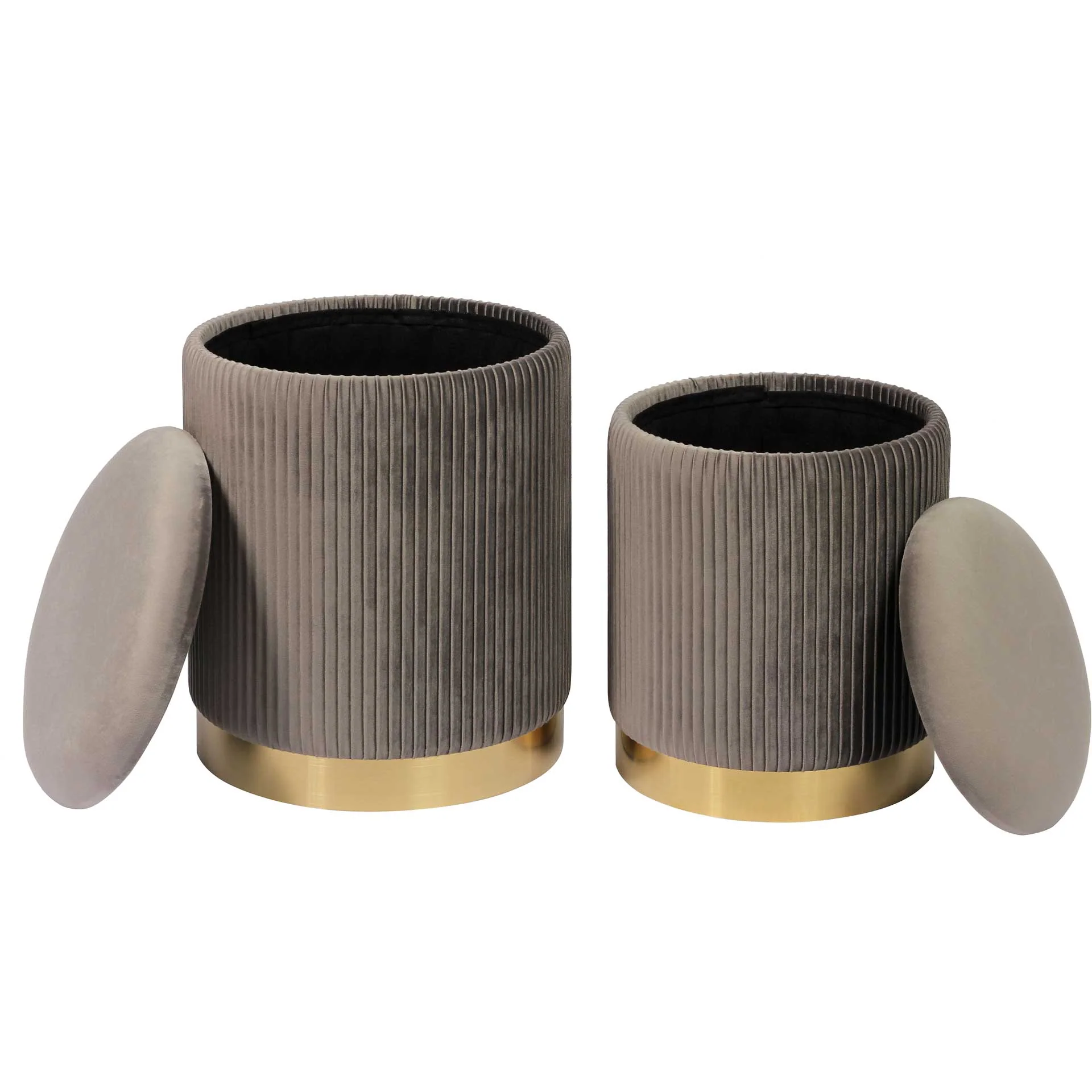 Chamonix Velvet Storage Ottomans Gray - Image 3