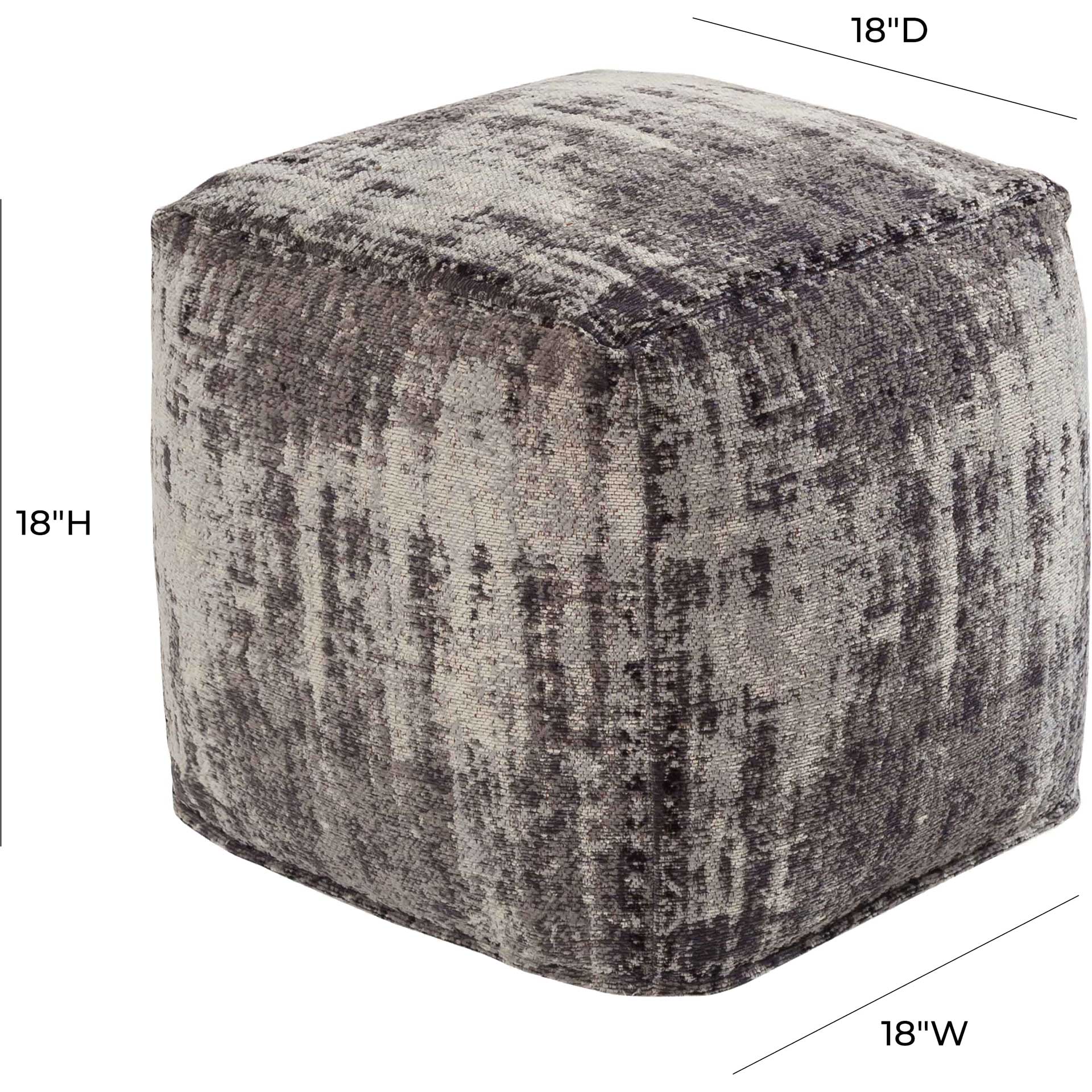 Chandlen Cotton Jacquard Pouf Gray - Image 4