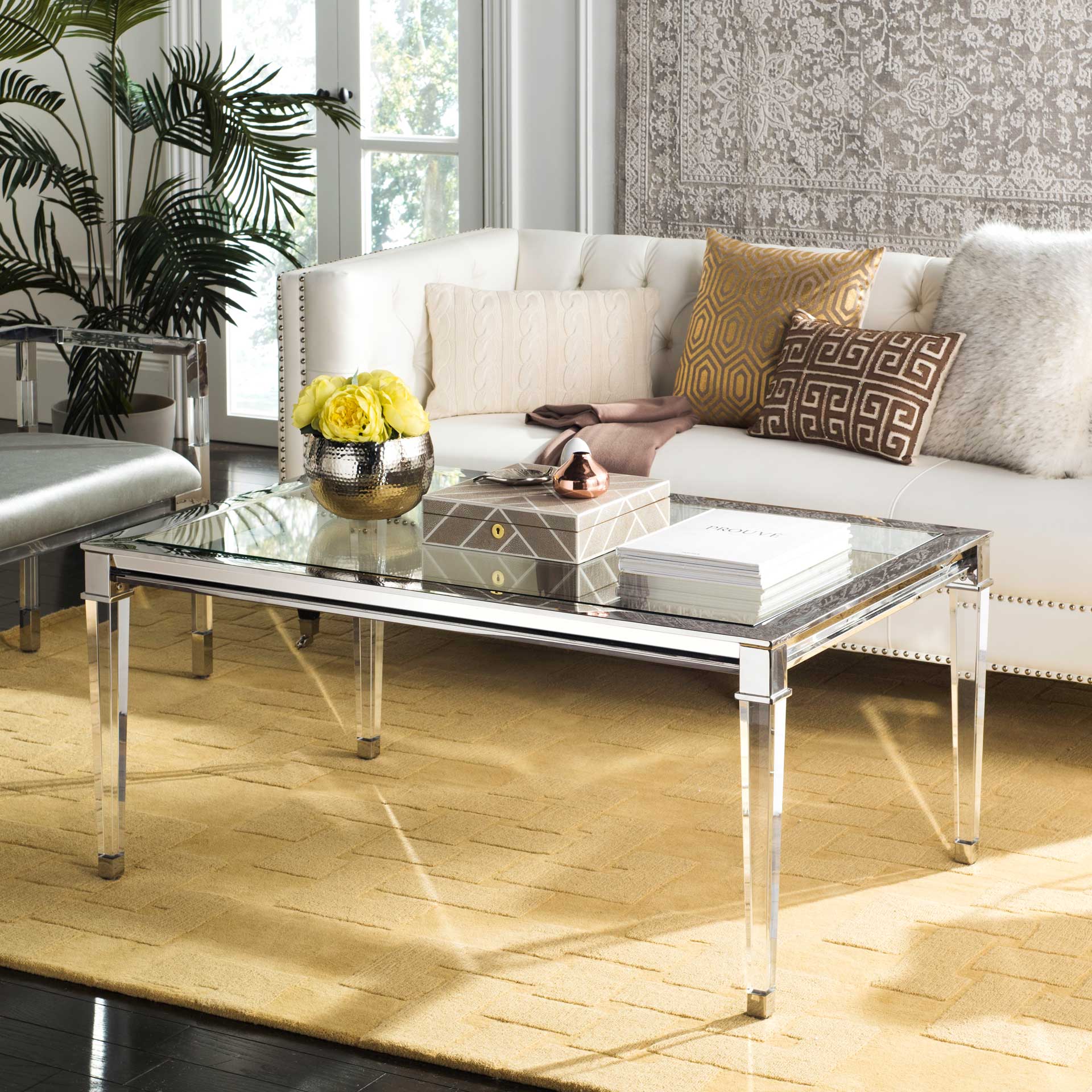Channing Acrylic Coffee Table Silver - Image 6