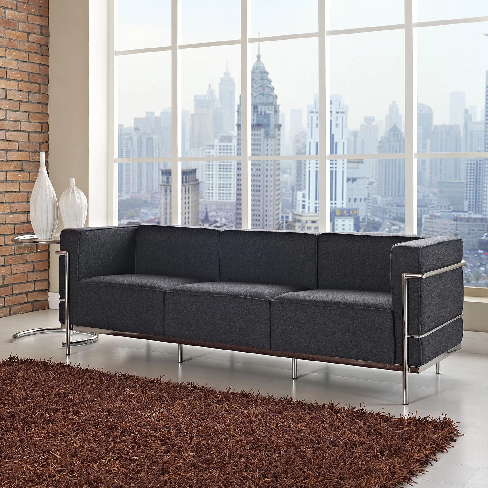 Chant Grande Wool Sofa Dark Gray - Image 4