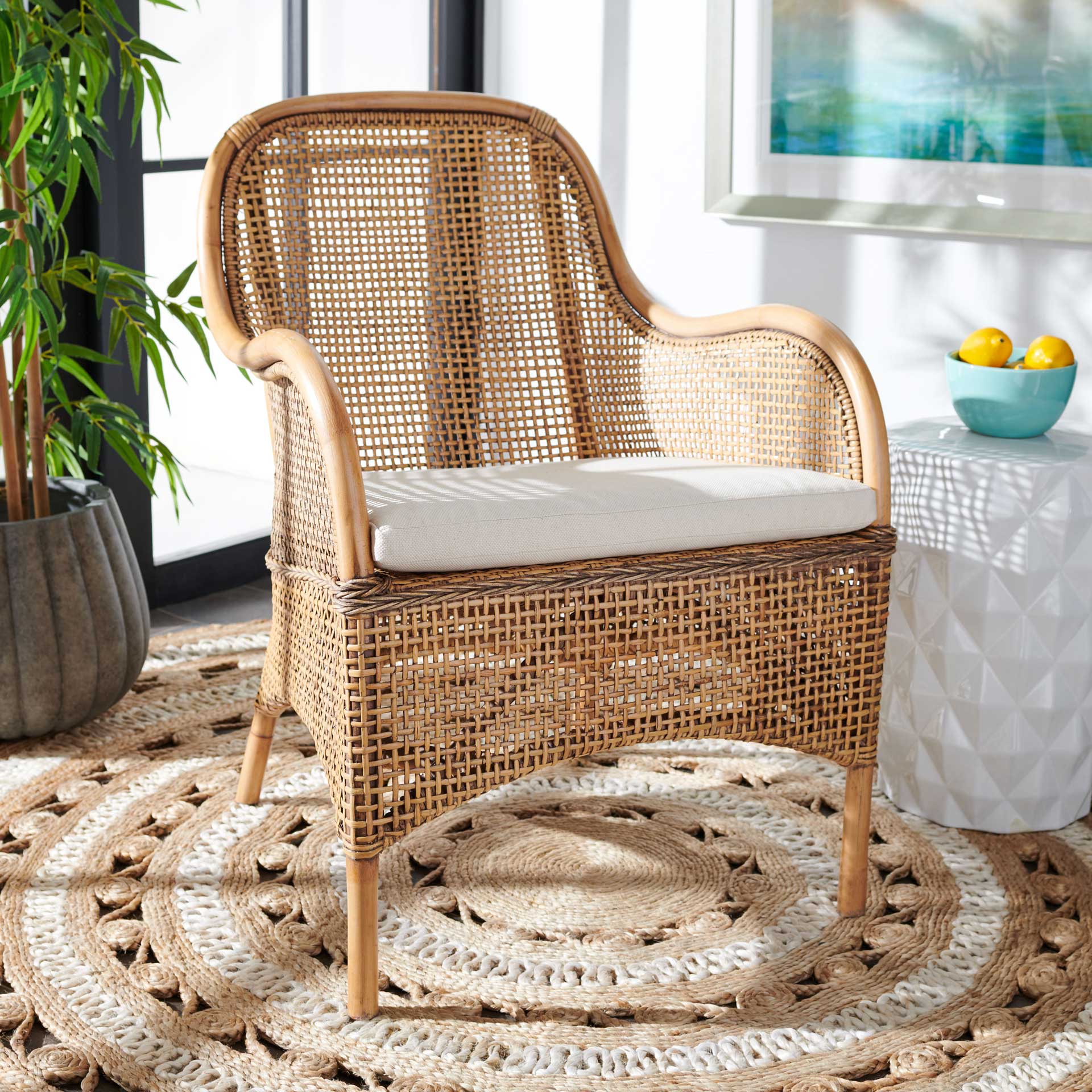 Chantel Rattan Accent Chair Dark Natural/White - Image 7