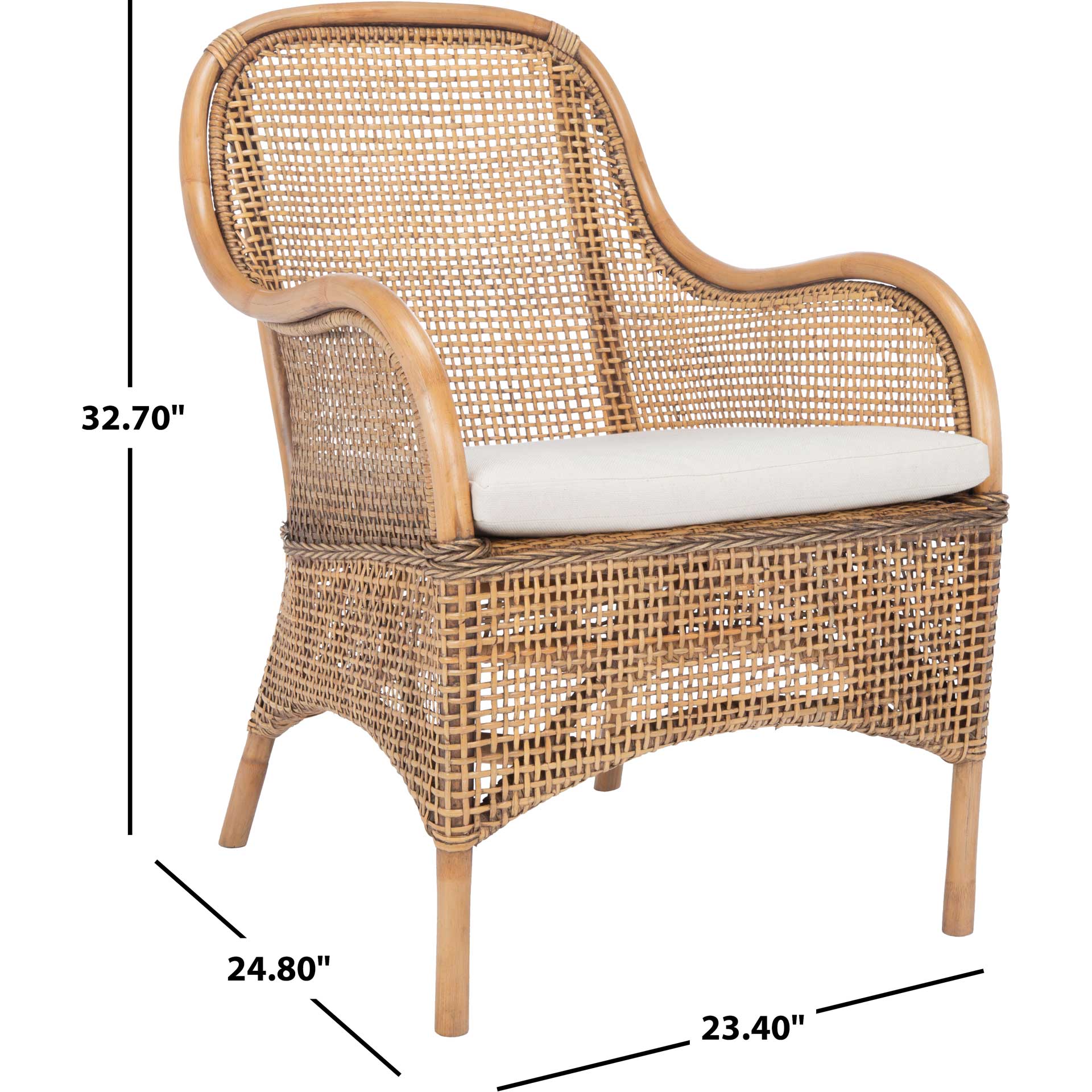 Chantel Rattan Accent Chair Dark Natural/White - Image 8