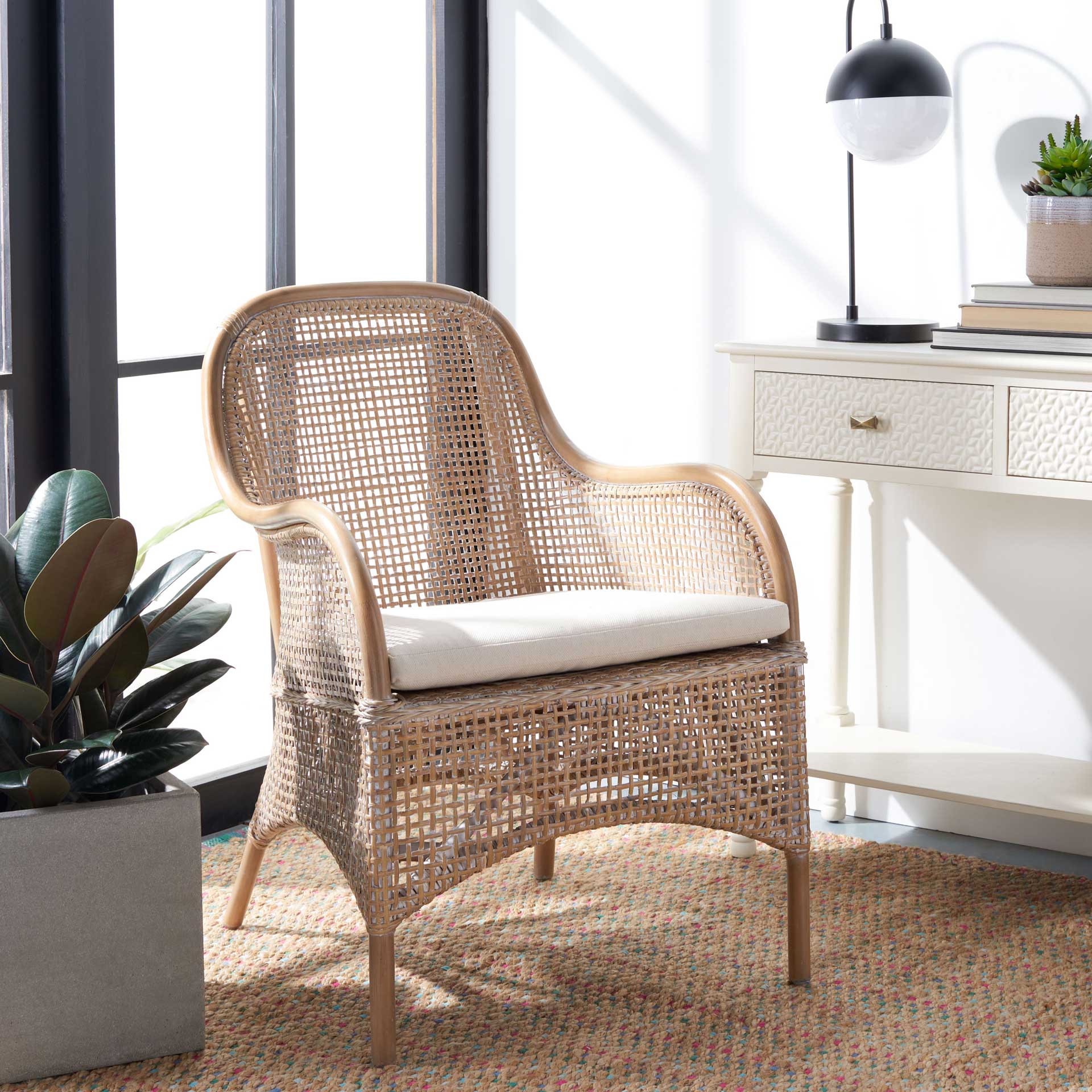Chantel Rattan Accent Chair Gray White Wash - Image 7