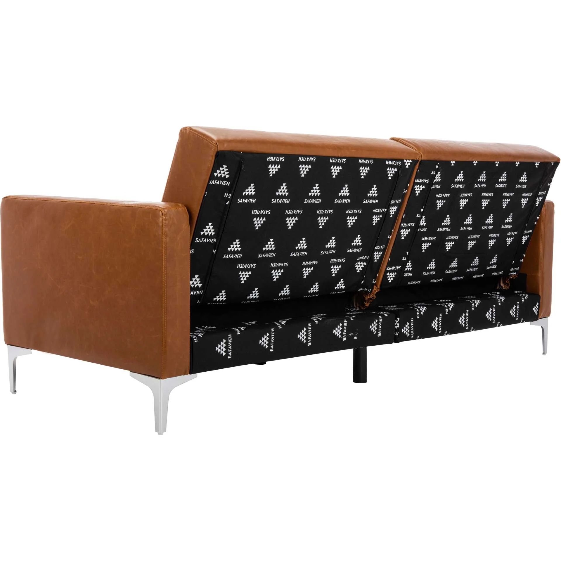 Charbel Foldable Futon Bed Cognac/Chrome - Image 5