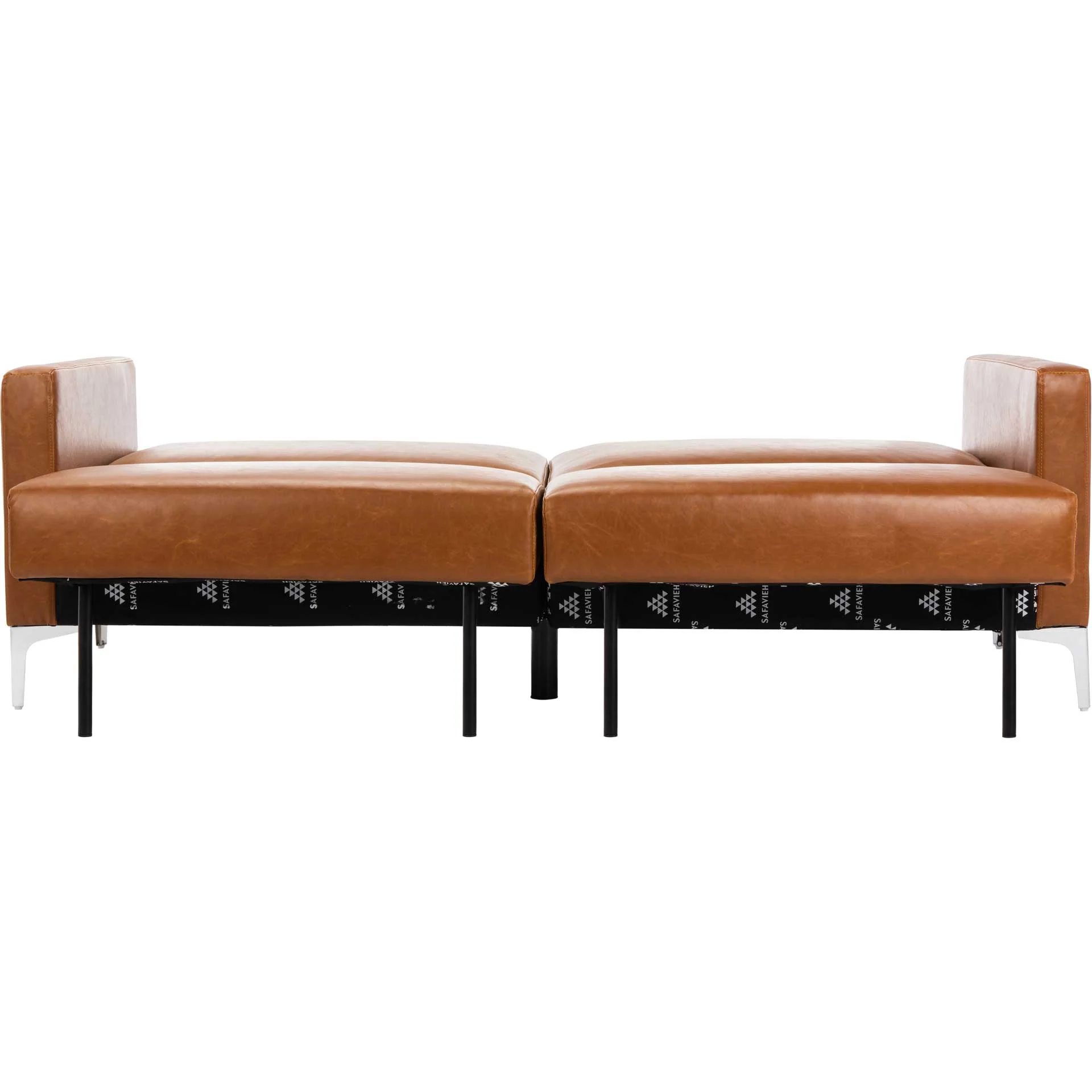 Charbel Foldable Futon Bed Cognac/Chrome - Image 6