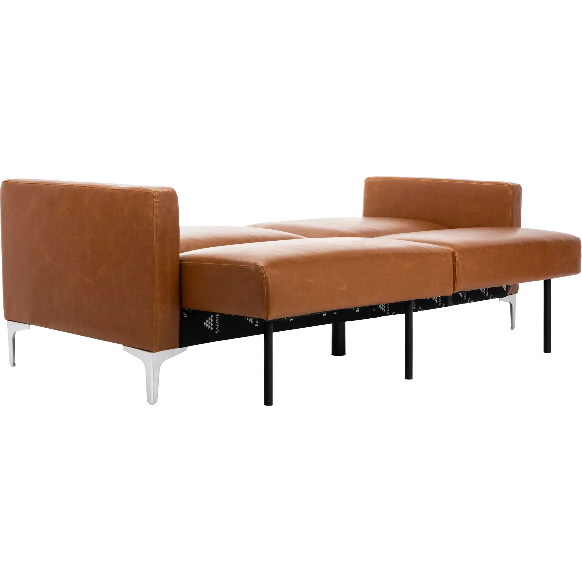 Charbel Foldable Futon Bed Cognac/Chrome - Image 7