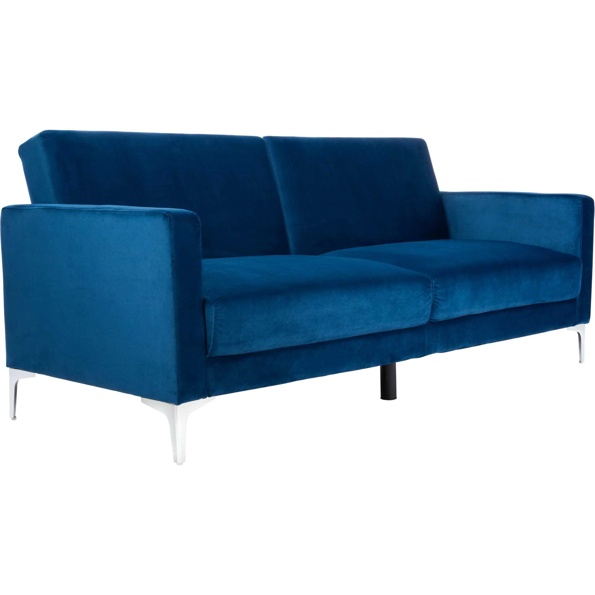 Charbel Foldable Futon Bed Navy Velvet - Image 2