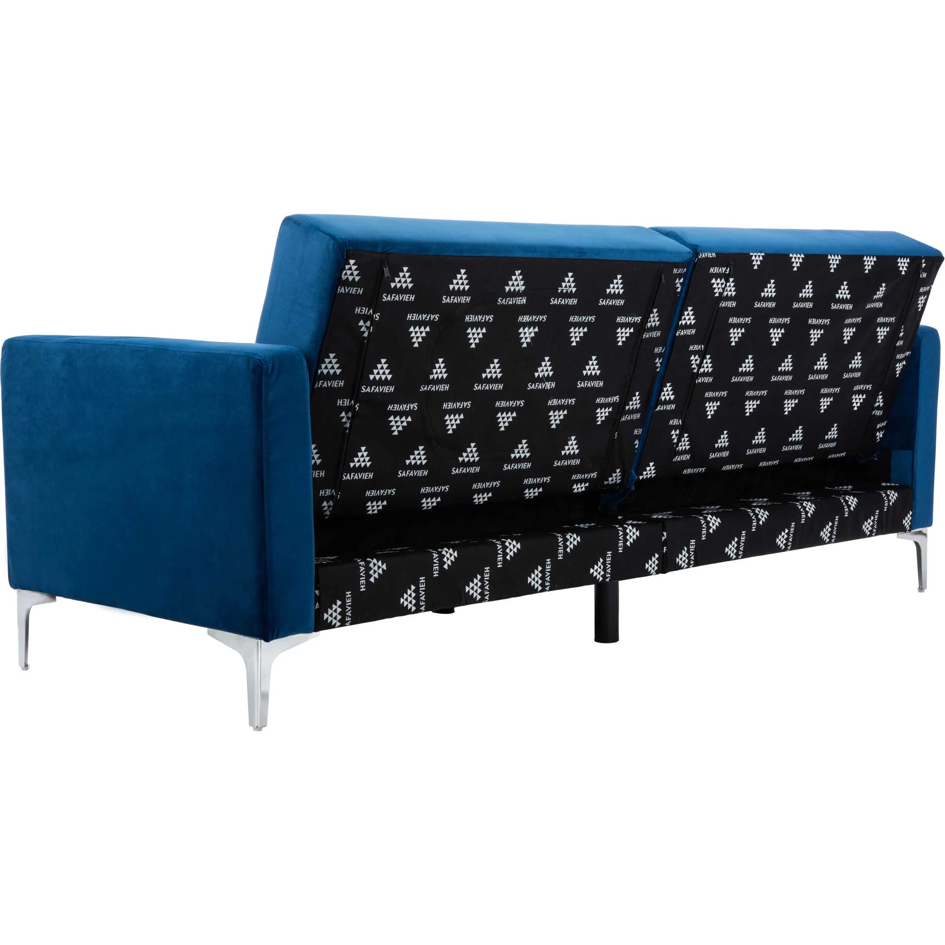 Charbel Foldable Futon Bed Navy Velvet - Image 5