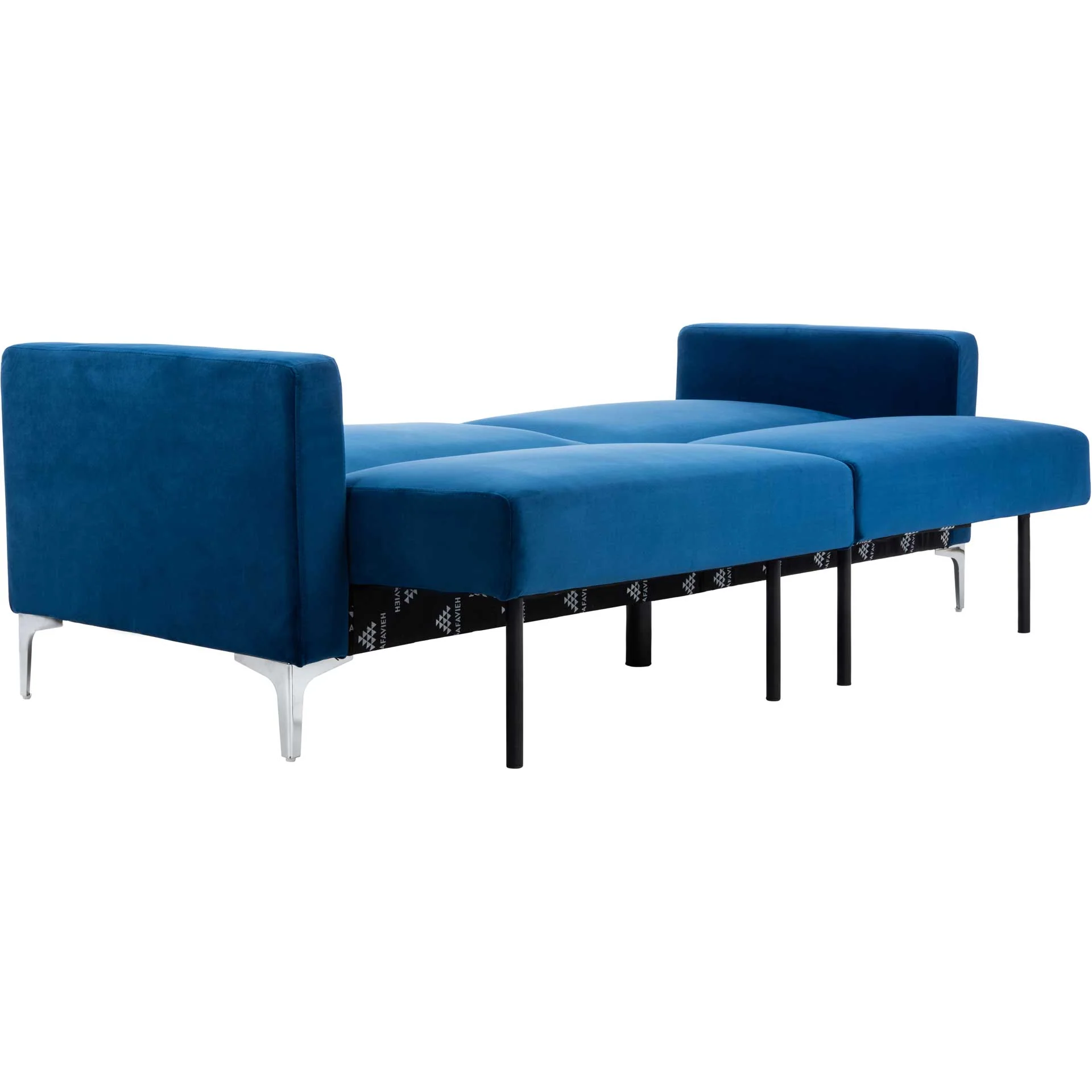 Charbel Foldable Futon Bed Navy Velvet - Image 7