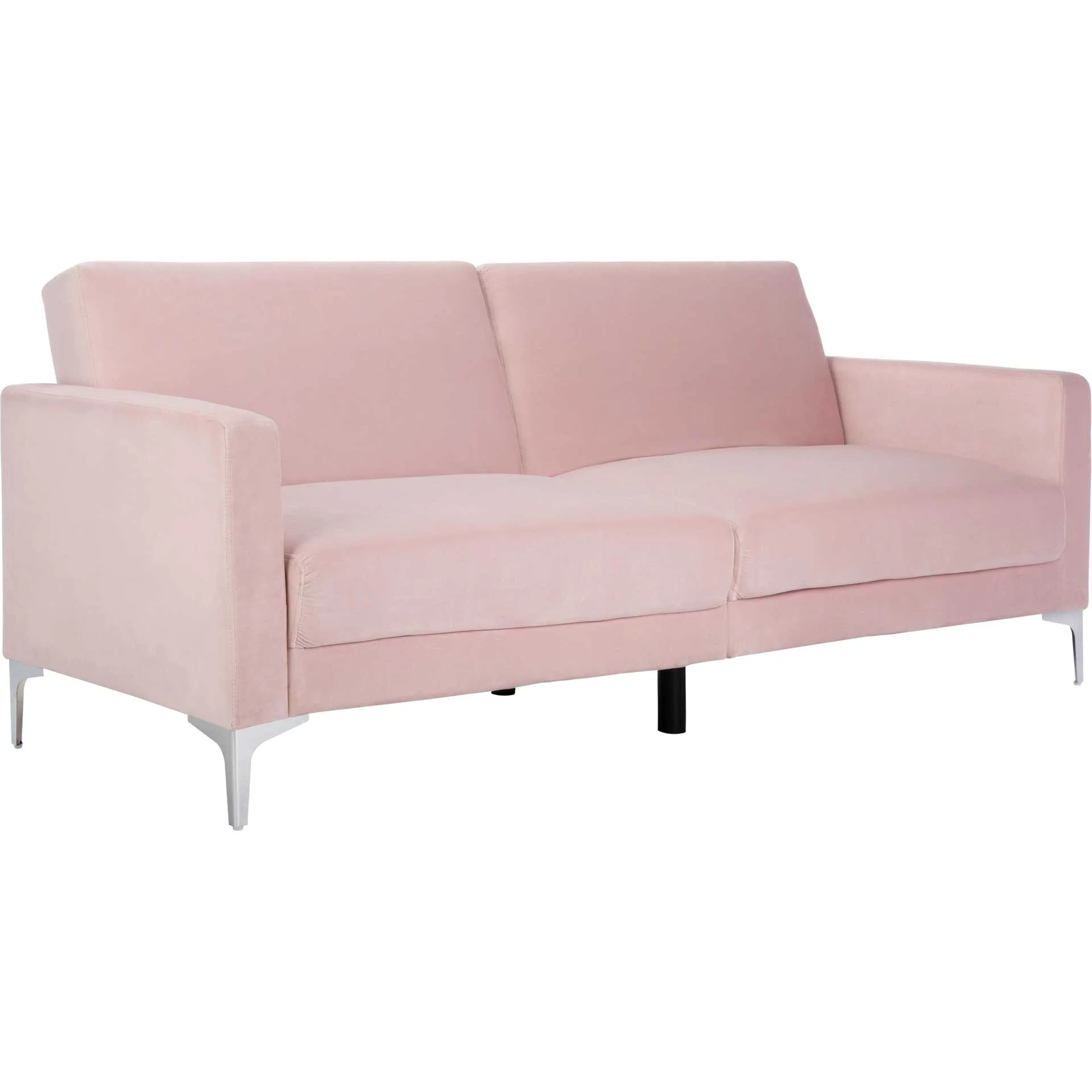 Charbel Foldable Futon Bed Pink Velvet - Image 2