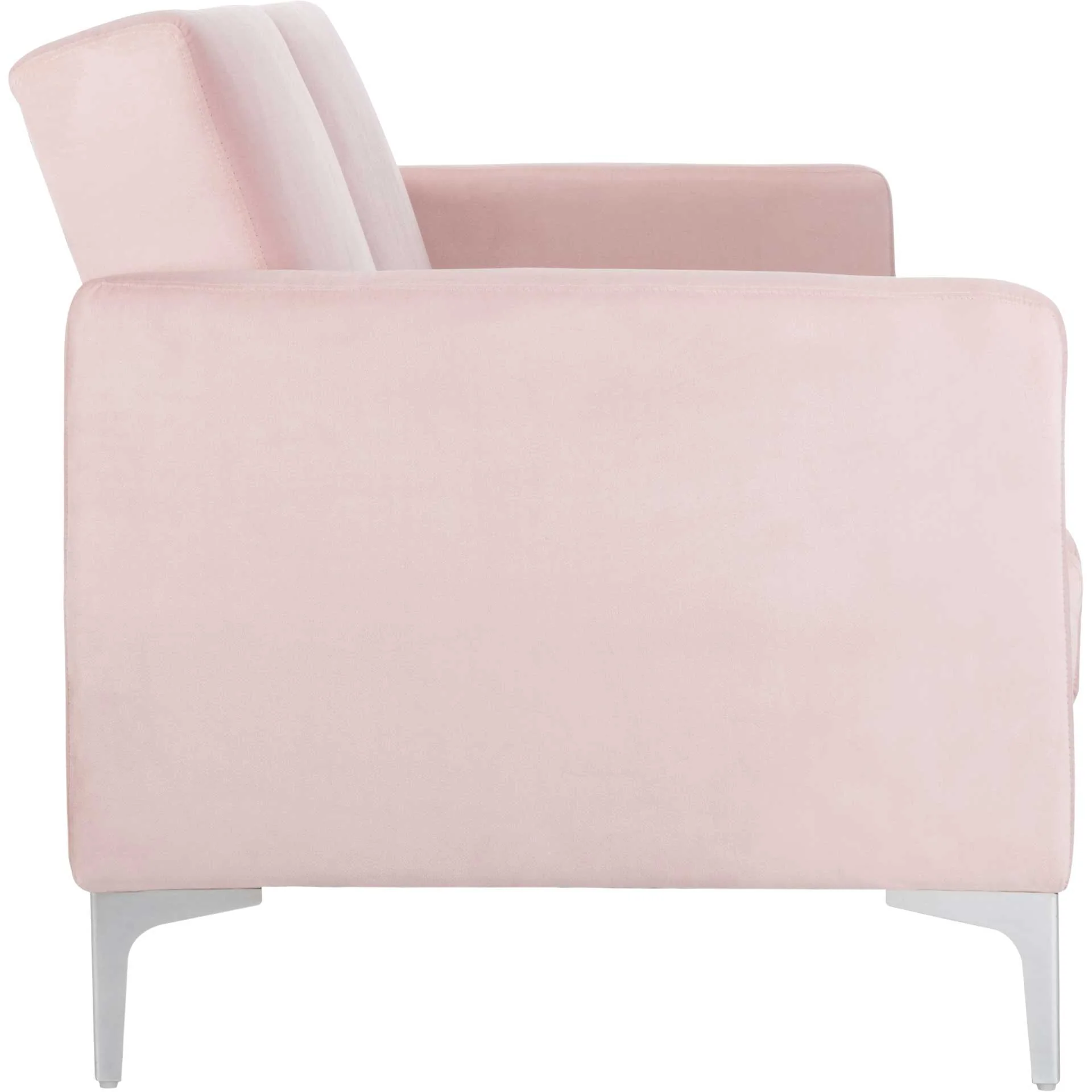 Charbel Foldable Futon Bed Pink Velvet - Image 3