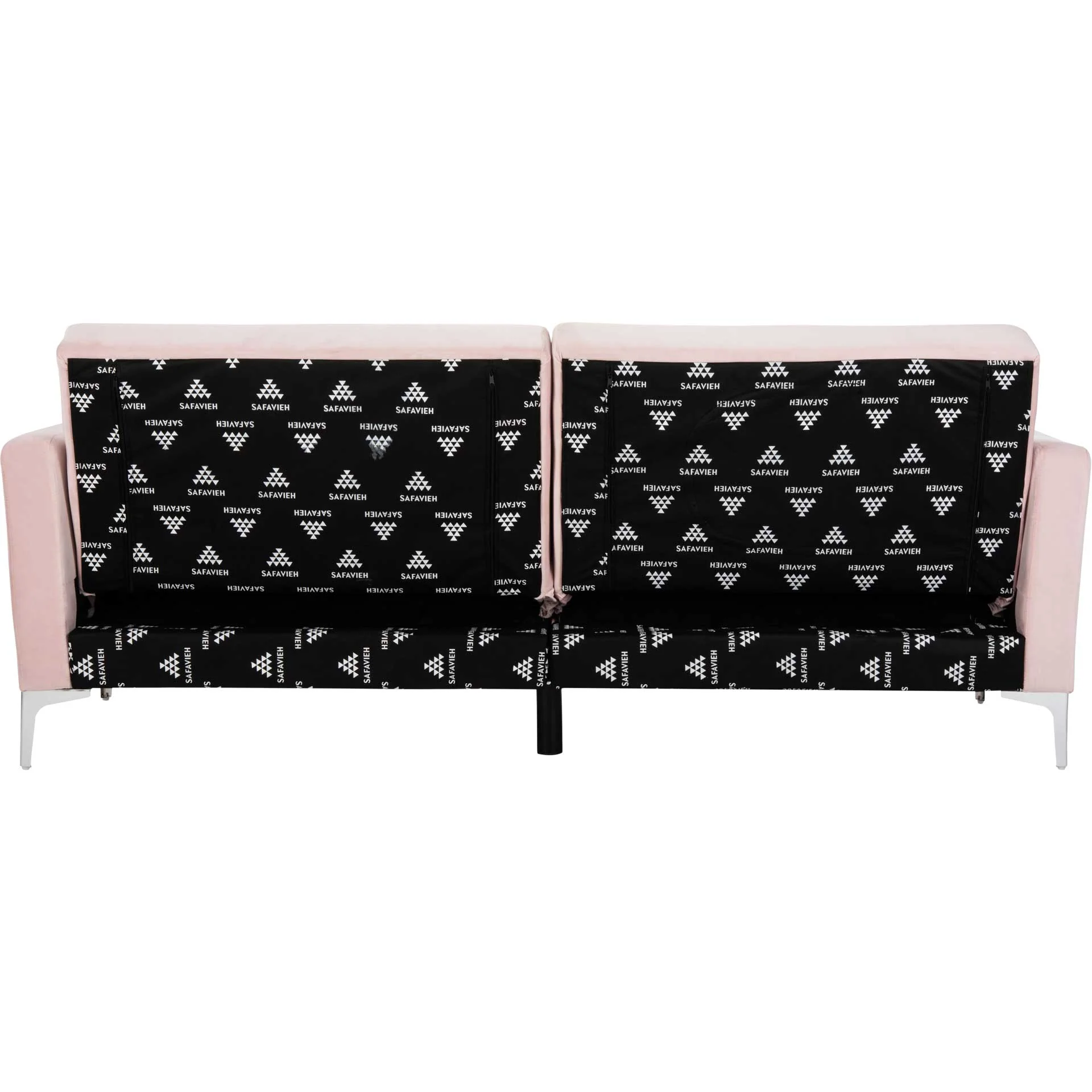 Charbel Foldable Futon Bed Pink Velvet - Image 4