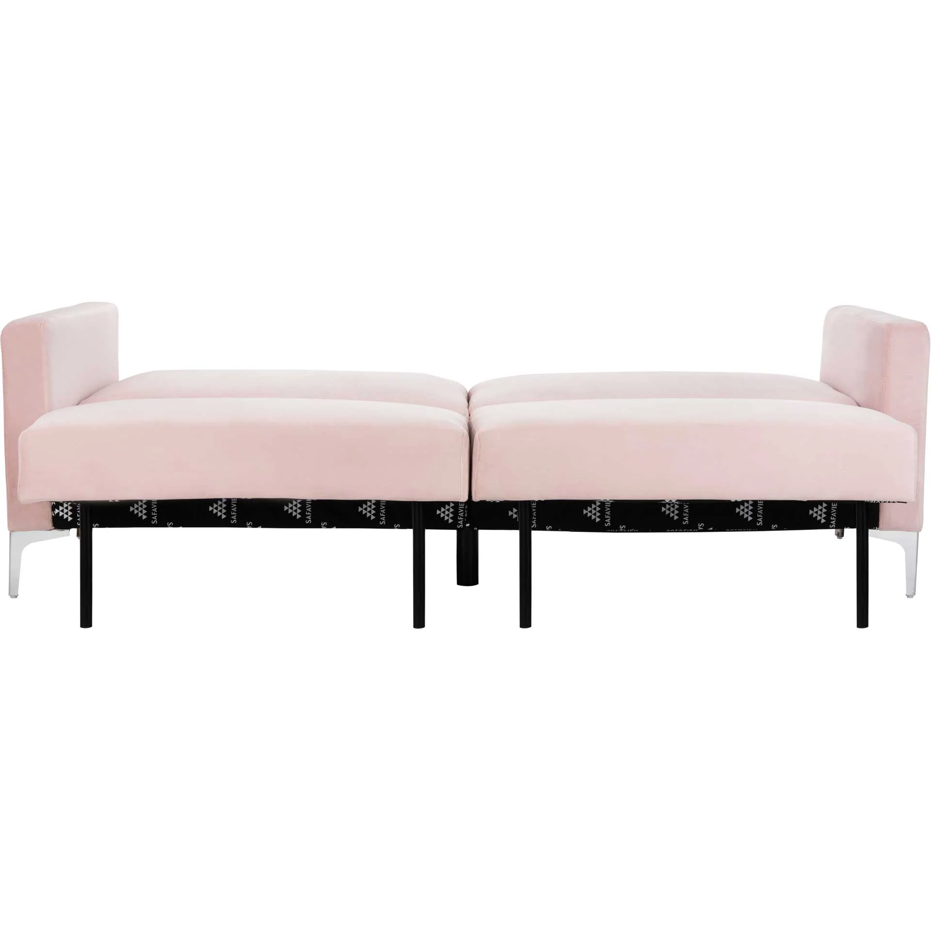 Charbel Foldable Futon Bed Pink Velvet - Image 6