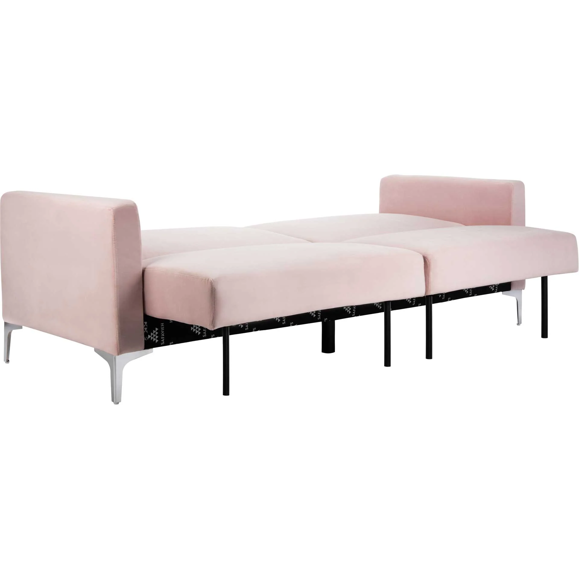 Charbel Foldable Futon Bed Pink Velvet - Image 7