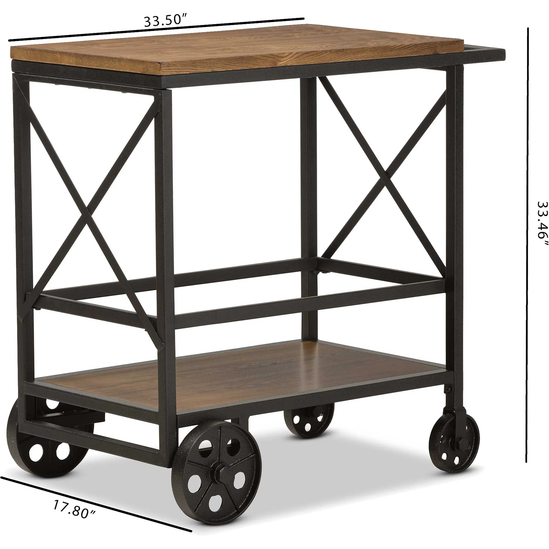 Charlie Mobile Serving Cart Oak/Black - Image 6