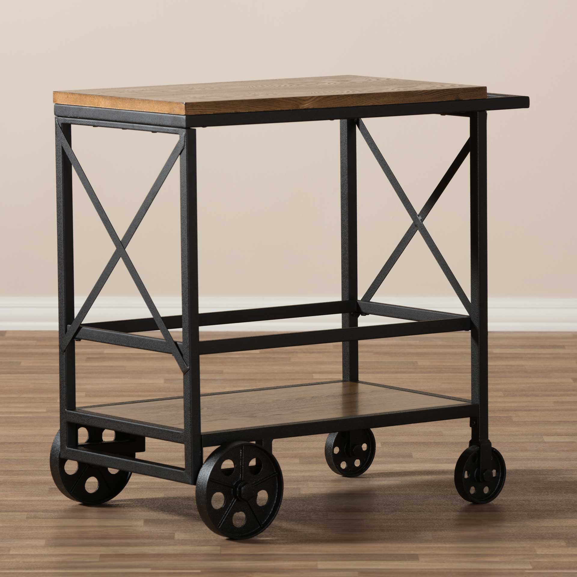 Charlie Mobile Serving Cart Oak/Black - Image 7