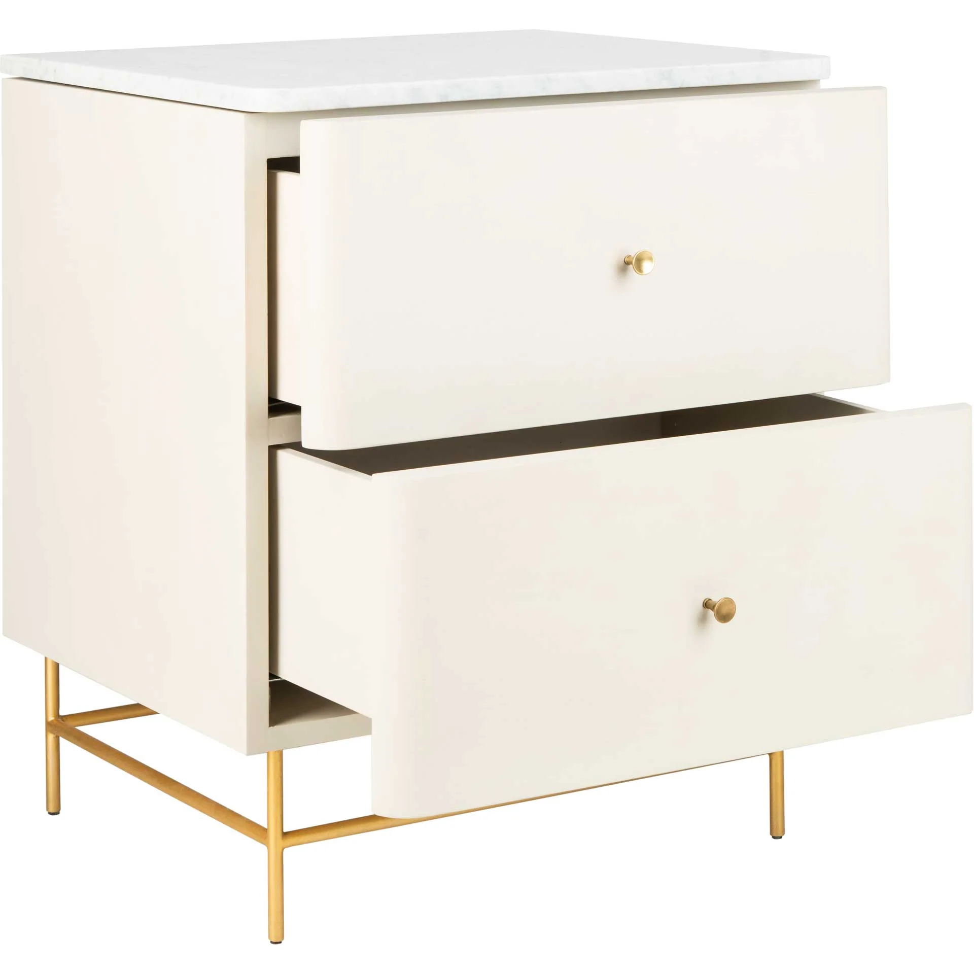 Chart 2 Drawer Nightstand White/Gold - Image 2