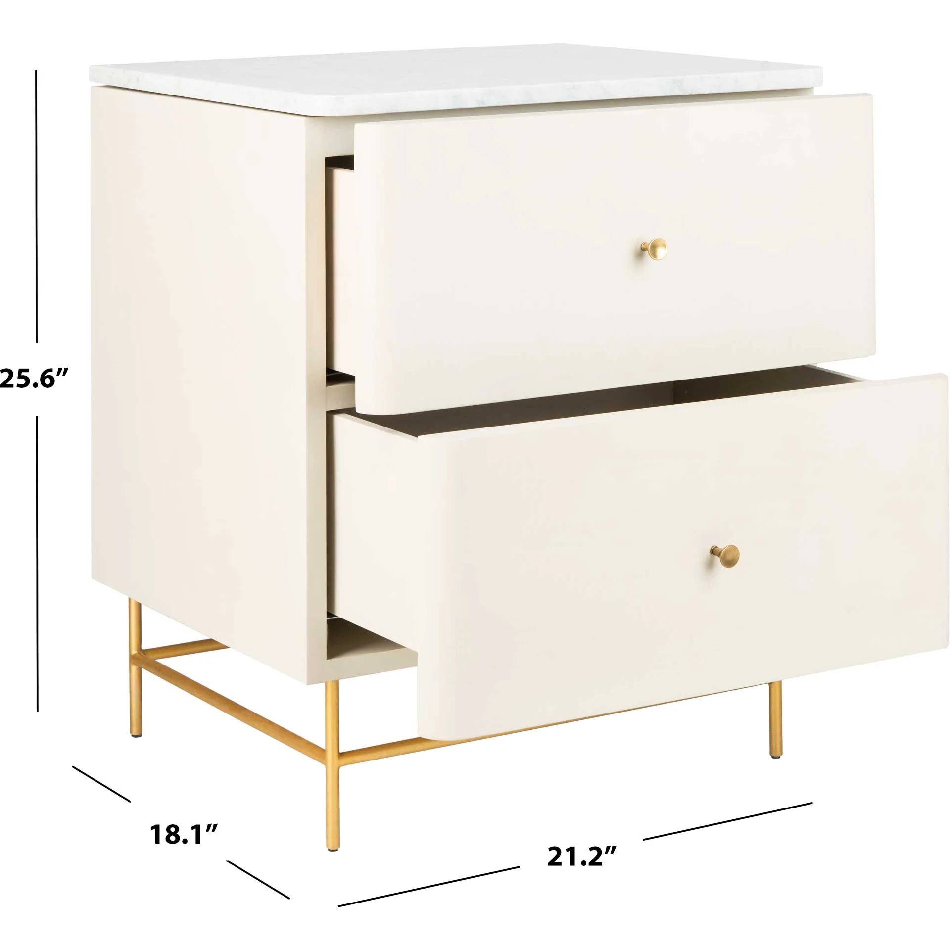 Chart 2 Drawer Nightstand White/Gold - Image 8