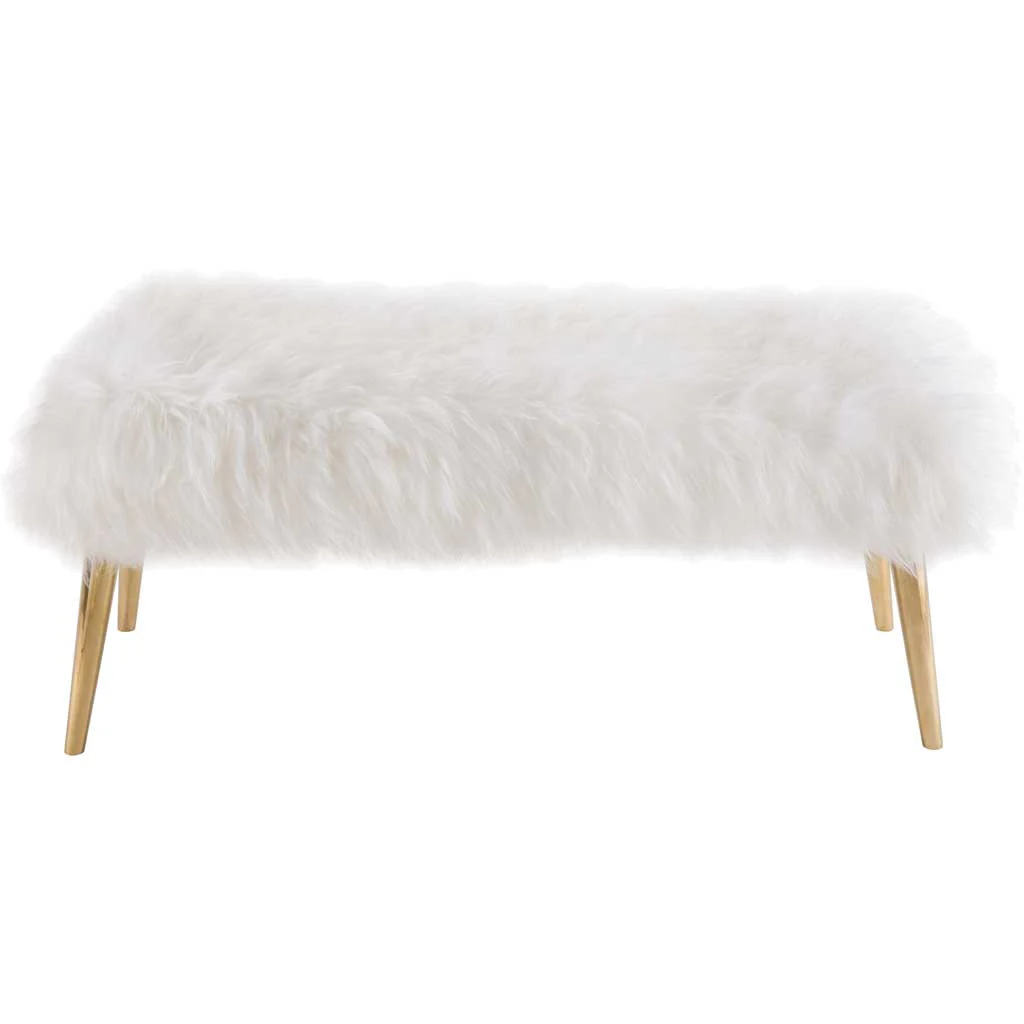 Chatou Sheepskin Bench White - Image 2