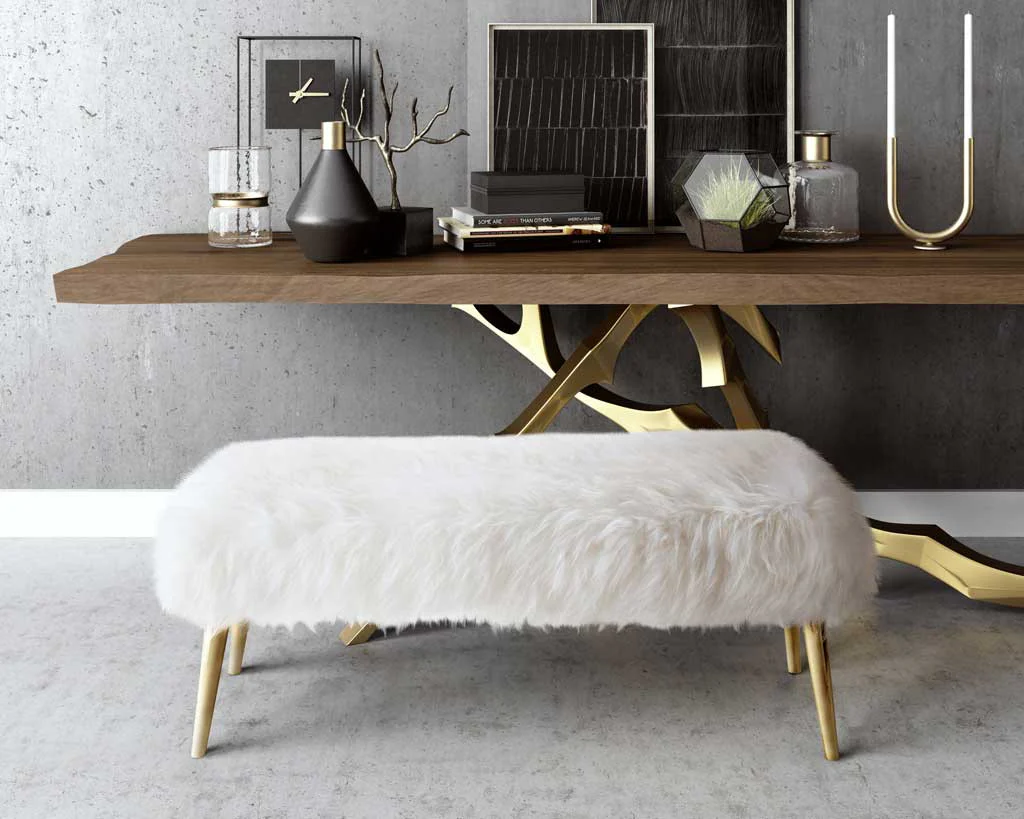 Chatou Sheepskin Bench White - Image 4
