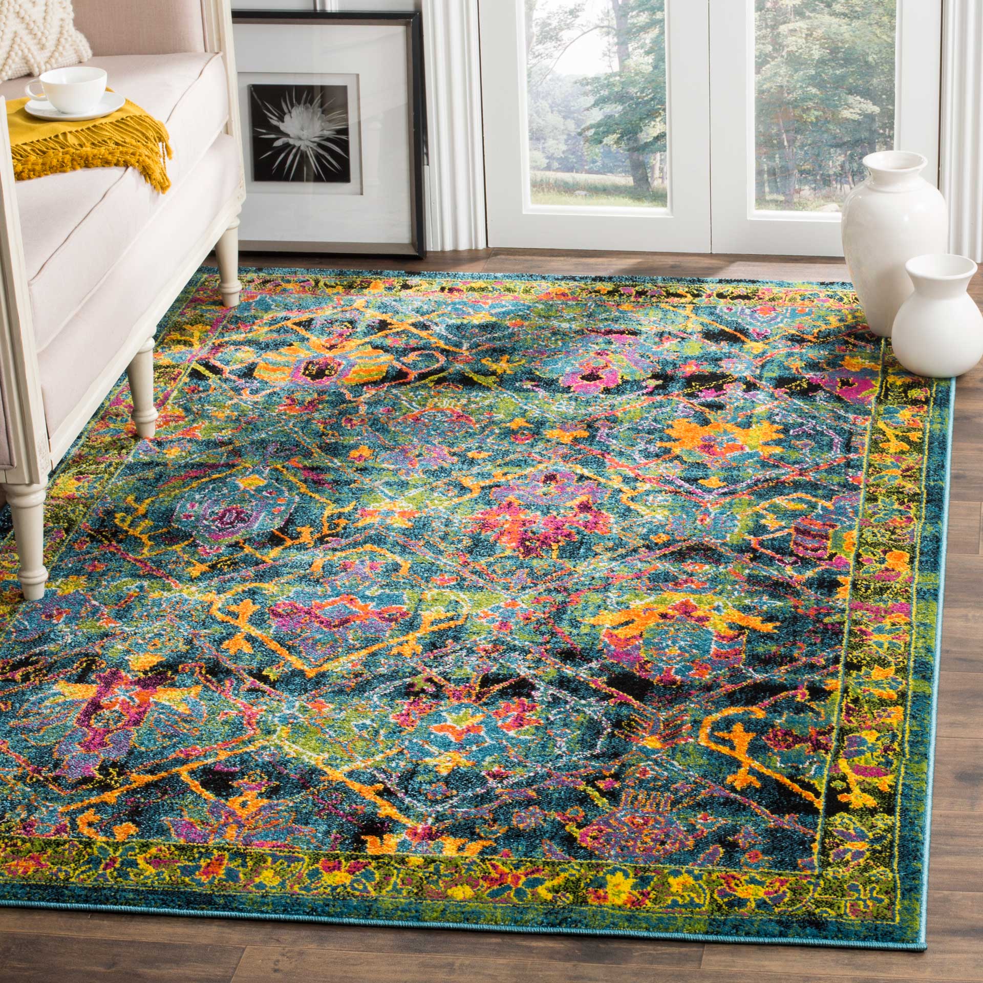 Cherokee Black/Blue Area Rug - Image 5