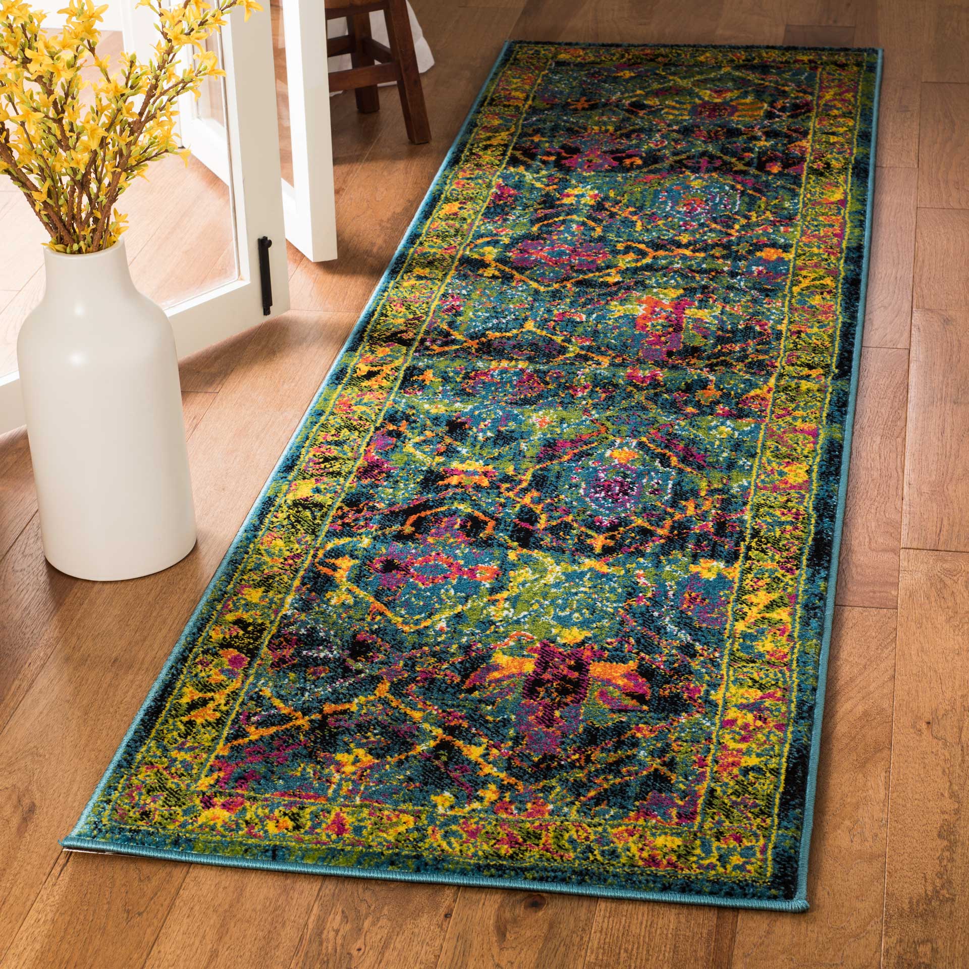 Cherokee Black/Blue Runner Rug - Image 2