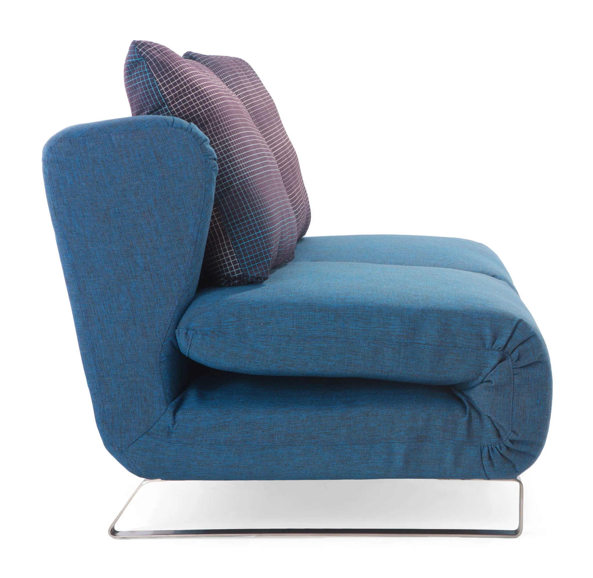 Chester Sofa Sleeper Cowboy Blue Body & Shadow Grid Cushion - Image 2