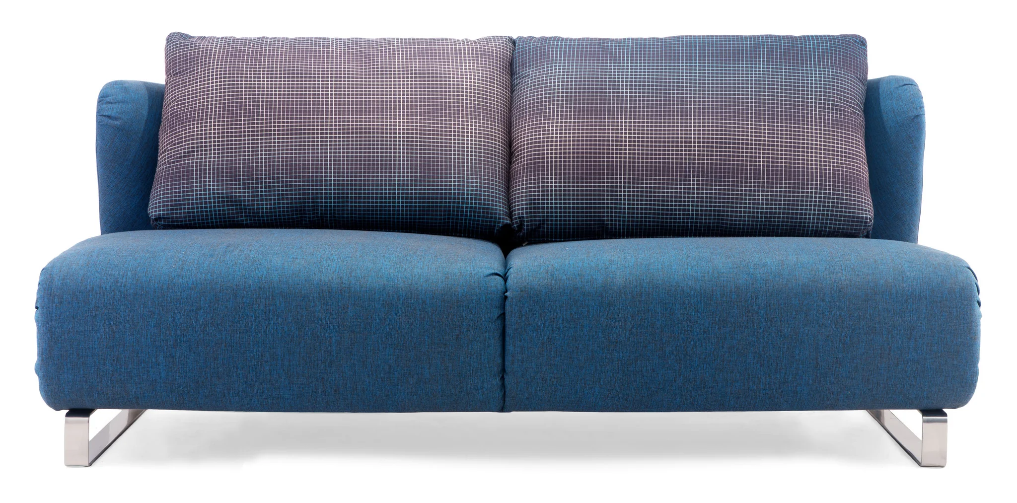 Chester Sofa Sleeper Cowboy Blue Body & Shadow Grid Cushion - Image 3