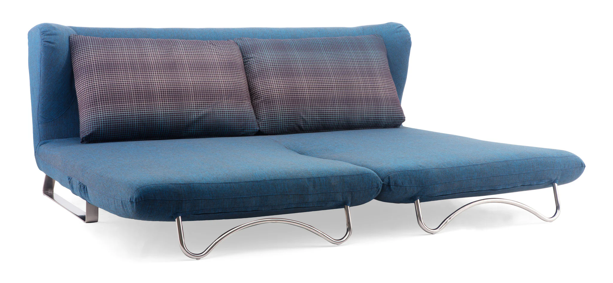 Chester Sofa Sleeper Cowboy Blue Body & Shadow Grid Cushion - Image 4