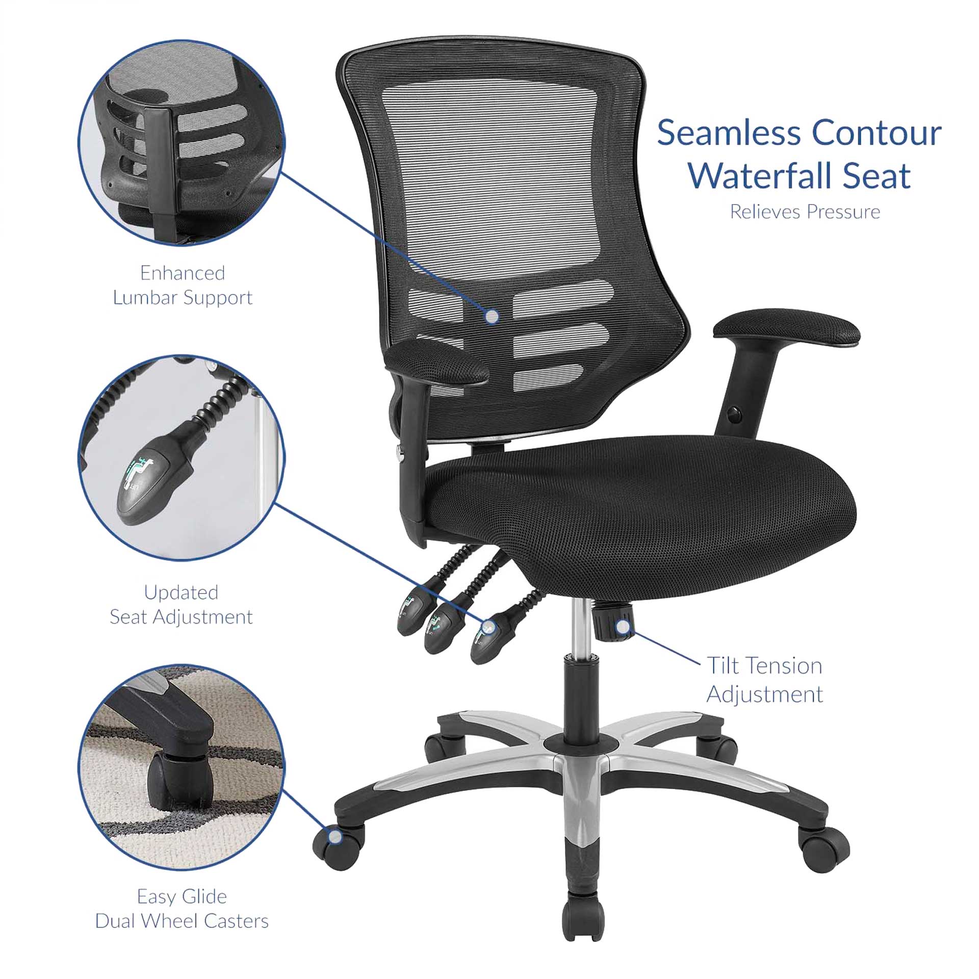 Christina Mesh Office Chair Black - Image 3