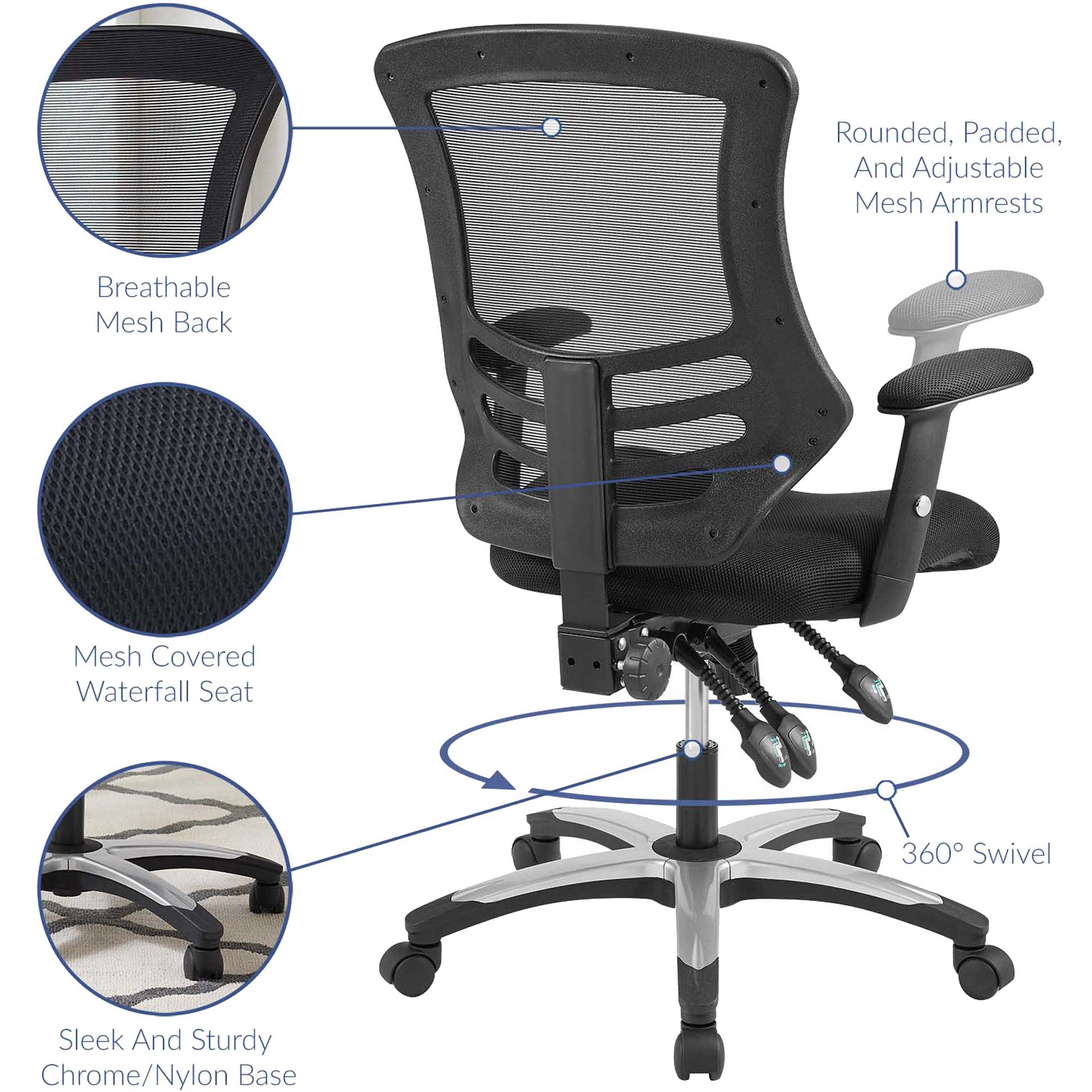 Christina Mesh Office Chair Black - Image 4