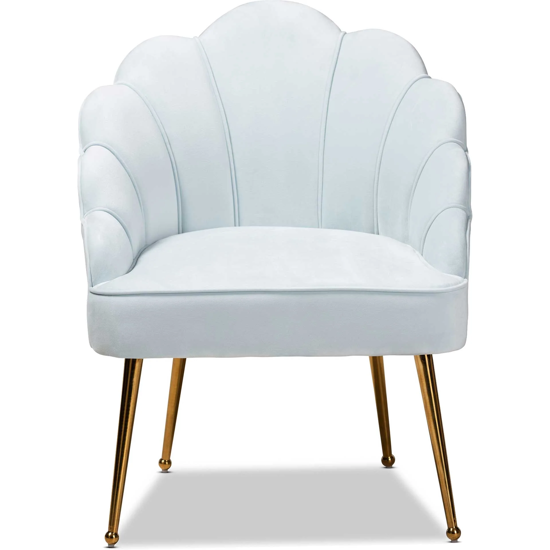 Ciarra Velvet Fabric Upholstered Chair Light Blue/Gold - Image 2
