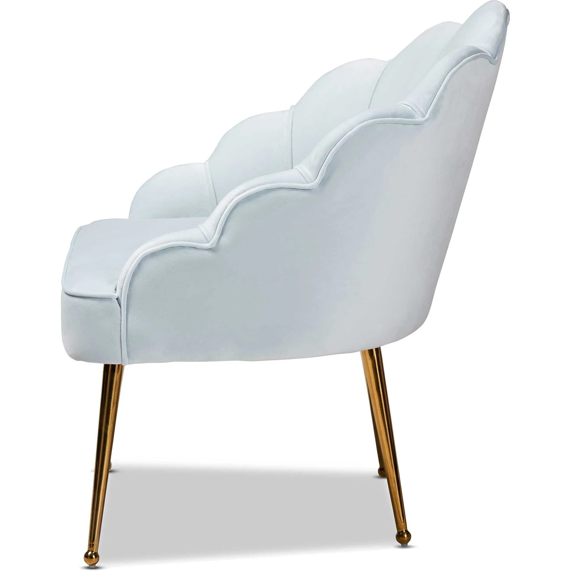 Ciarra Velvet Fabric Upholstered Chair Light Blue/Gold - Image 3