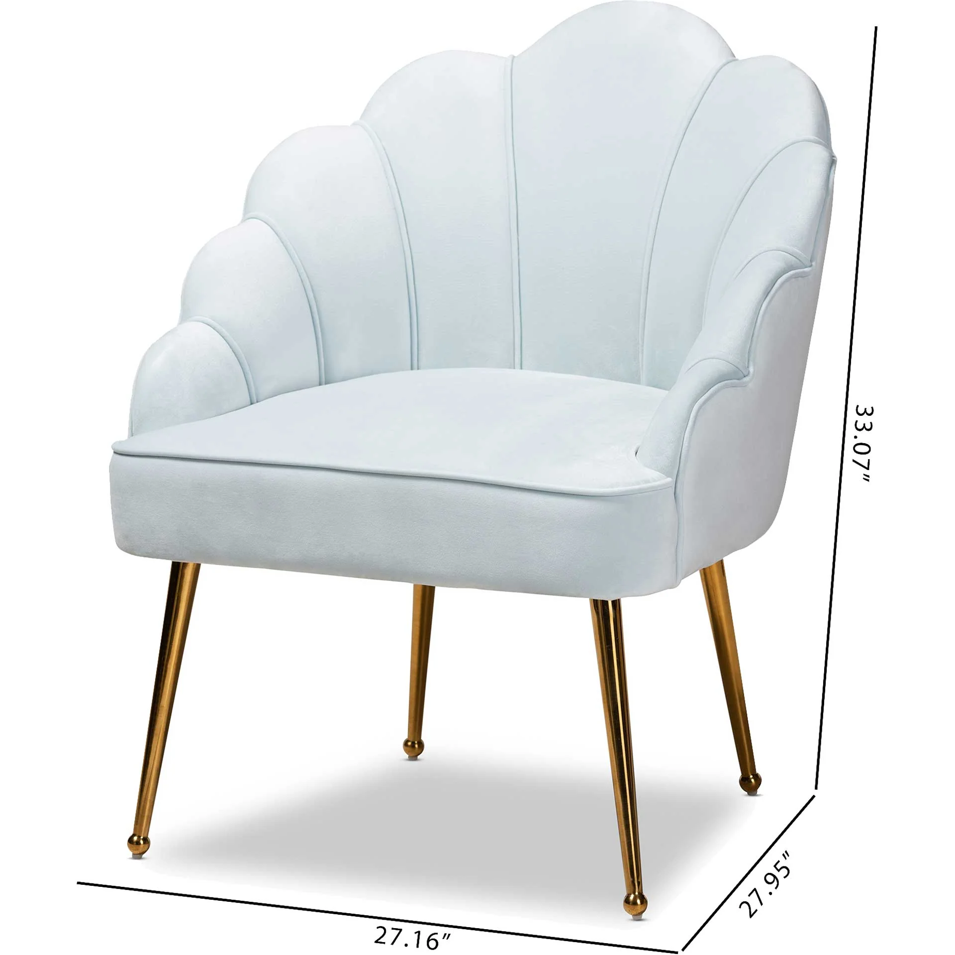 Ciarra Velvet Fabric Upholstered Chair Light Blue/Gold - Image 7